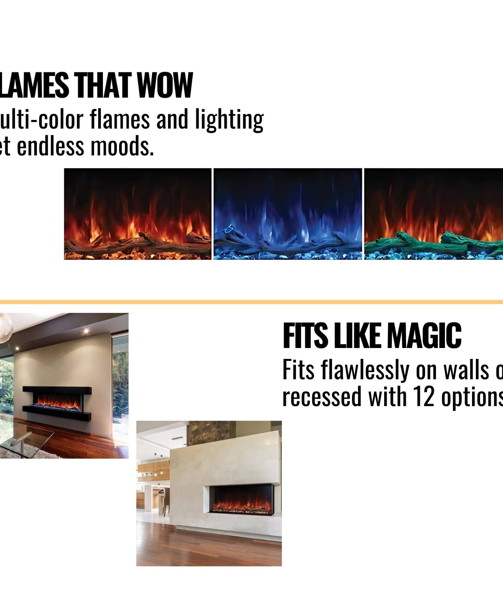 Modern Flames Landscape Pro Multi 120-Inch Linear Multi-Sided Electric Fireplace [LPM-12016V2] (SAK32876)
