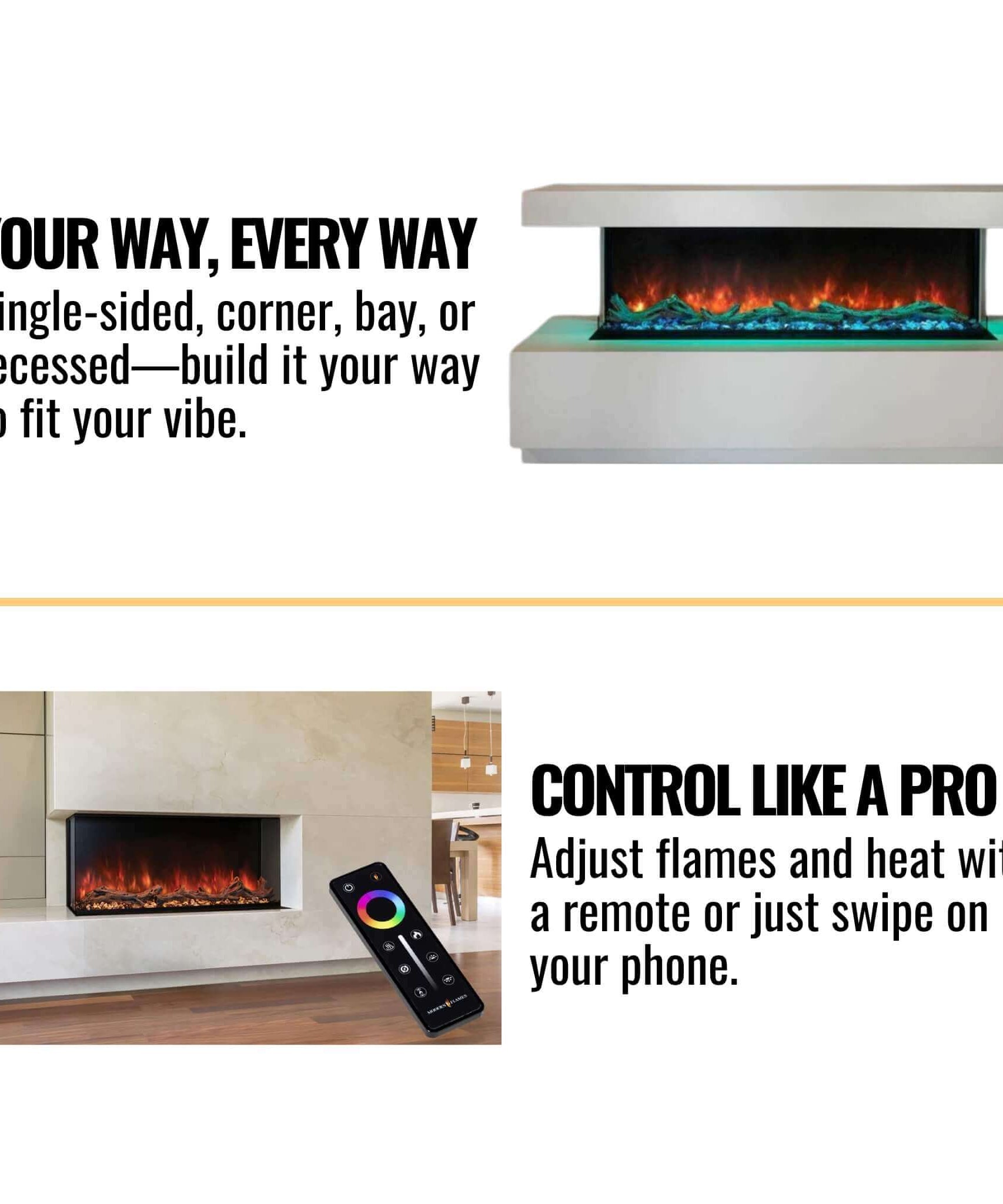 Modern Flames Landscape Pro Multi 44-Inch Linear Multi-Sided Built-In Electric Fireplace [LPM-4416V2] (SAK96355)