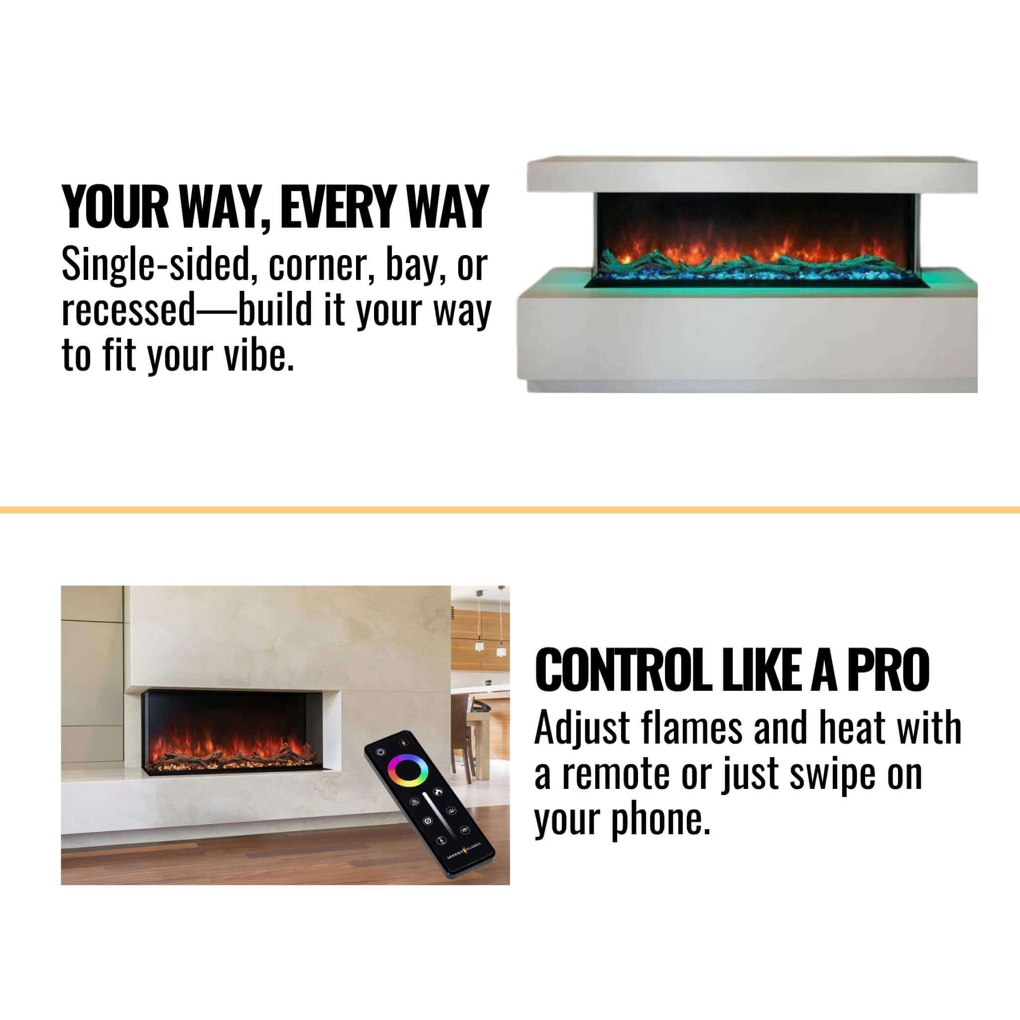 Modern Flames Landscape Pro Multi 44-Inch Linear Multi-Sided Built-In Electric Fireplace [LPM-4416V2] (SAK96355)