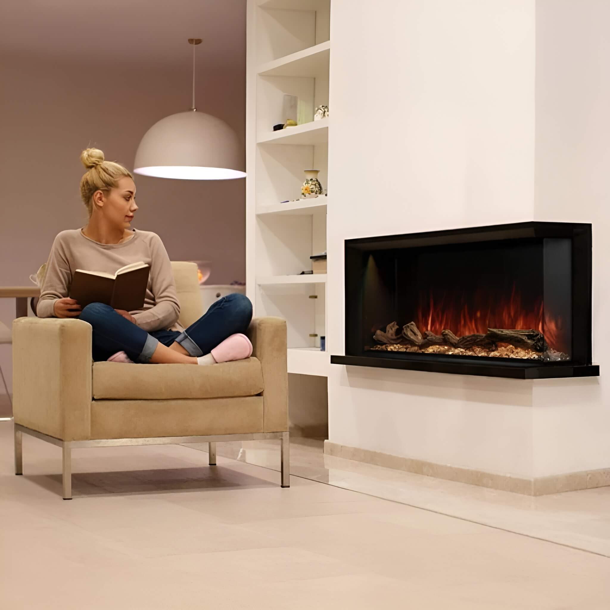 Modern Flames Landscape Pro Multi 56-Inch Linear Multi-Sided Electric Fireplace With Hybrid Flame Technology [LPM-5616V2] (SAK67390)