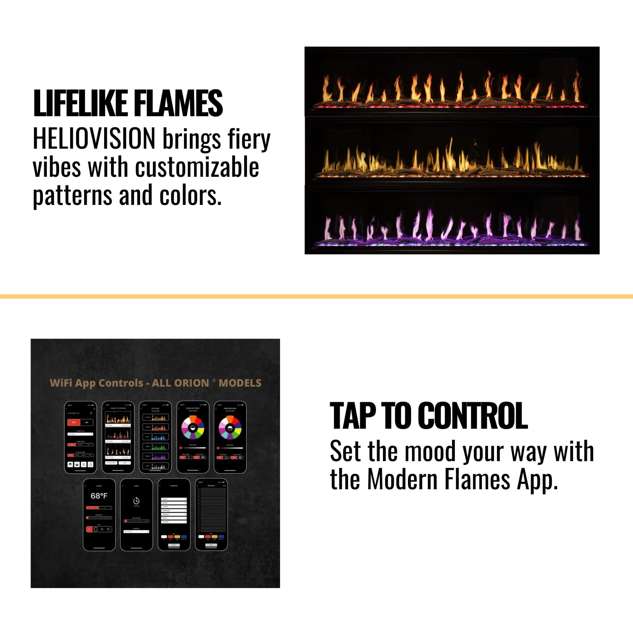 Modern Flames Orion Slim 100-Inch Heliovision Single-Sided Fireplace [OR100-SLIM] (SAK95432)