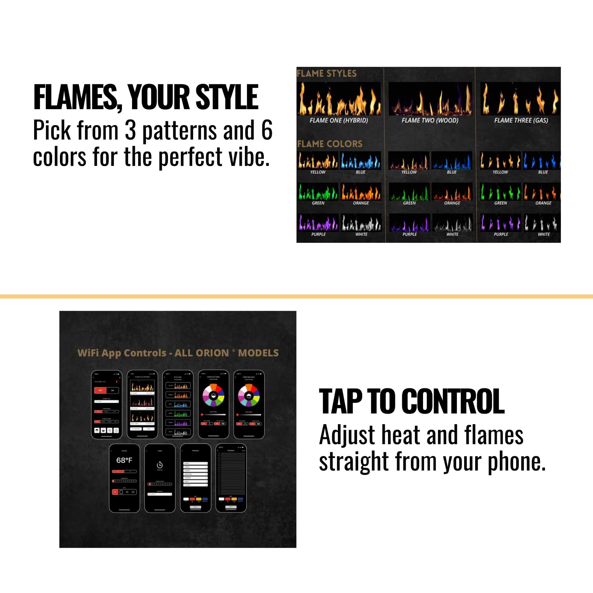 Modern Flames Orion Slim 76-Inch Heliovision Single-Sided Electric Fireplace [OR76-SLIM] (SAK41935)