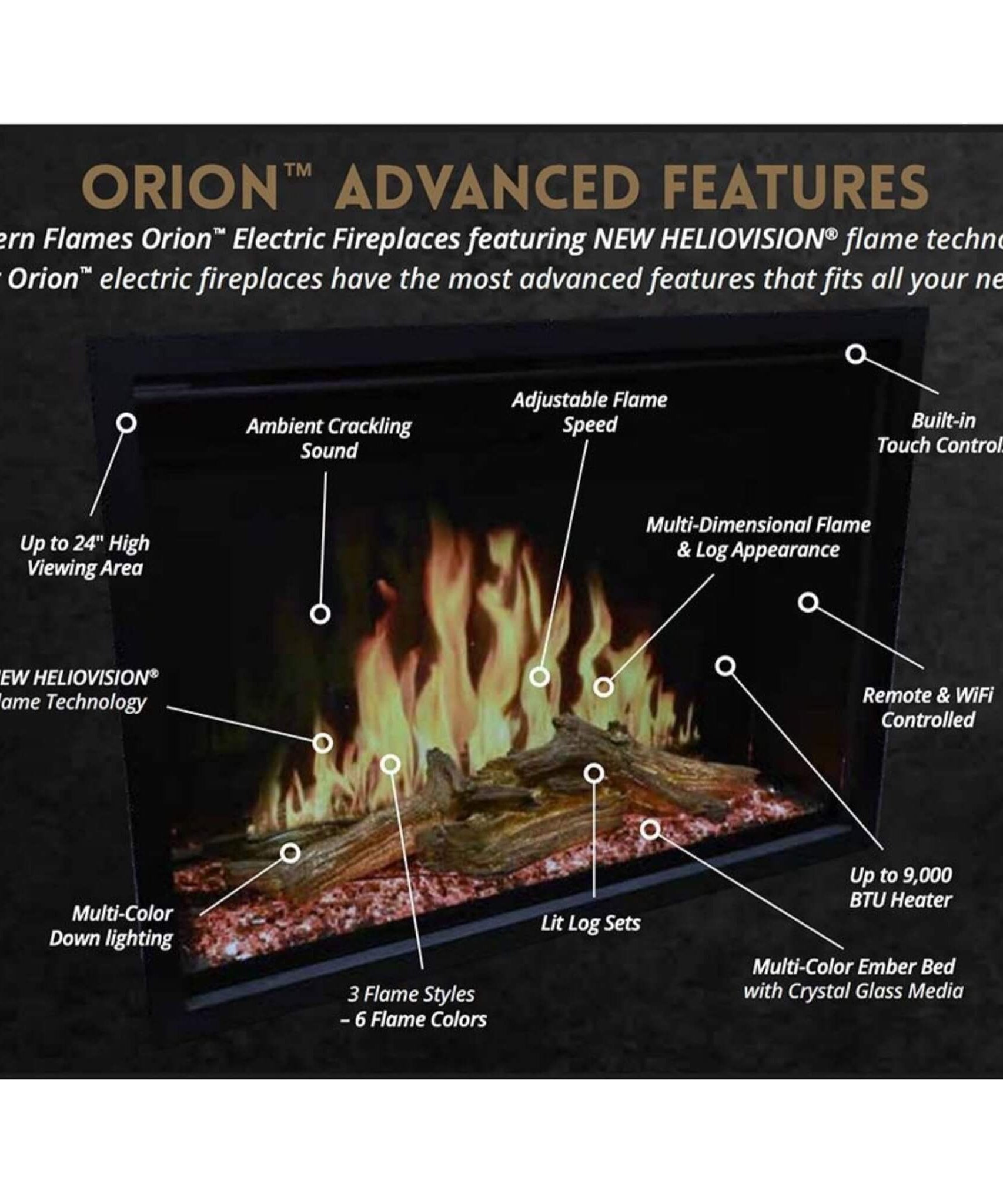 Modern Flames Orion Traditional 30-Inch Heliovision Electric Fireplace [OR30-TRAD] (SAK53719)