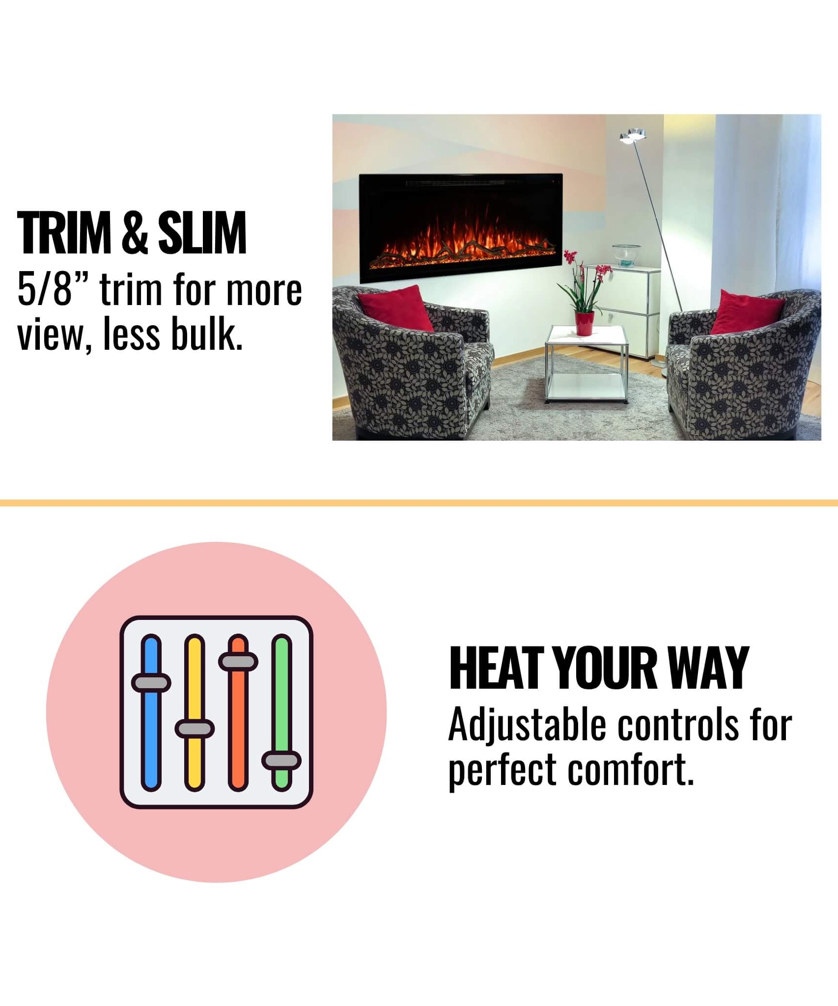 Modern Flames Spectrum Slimline 50-Inch Wall Mount Linear Electric Fireplace [SPS-50B] (SAK69230)