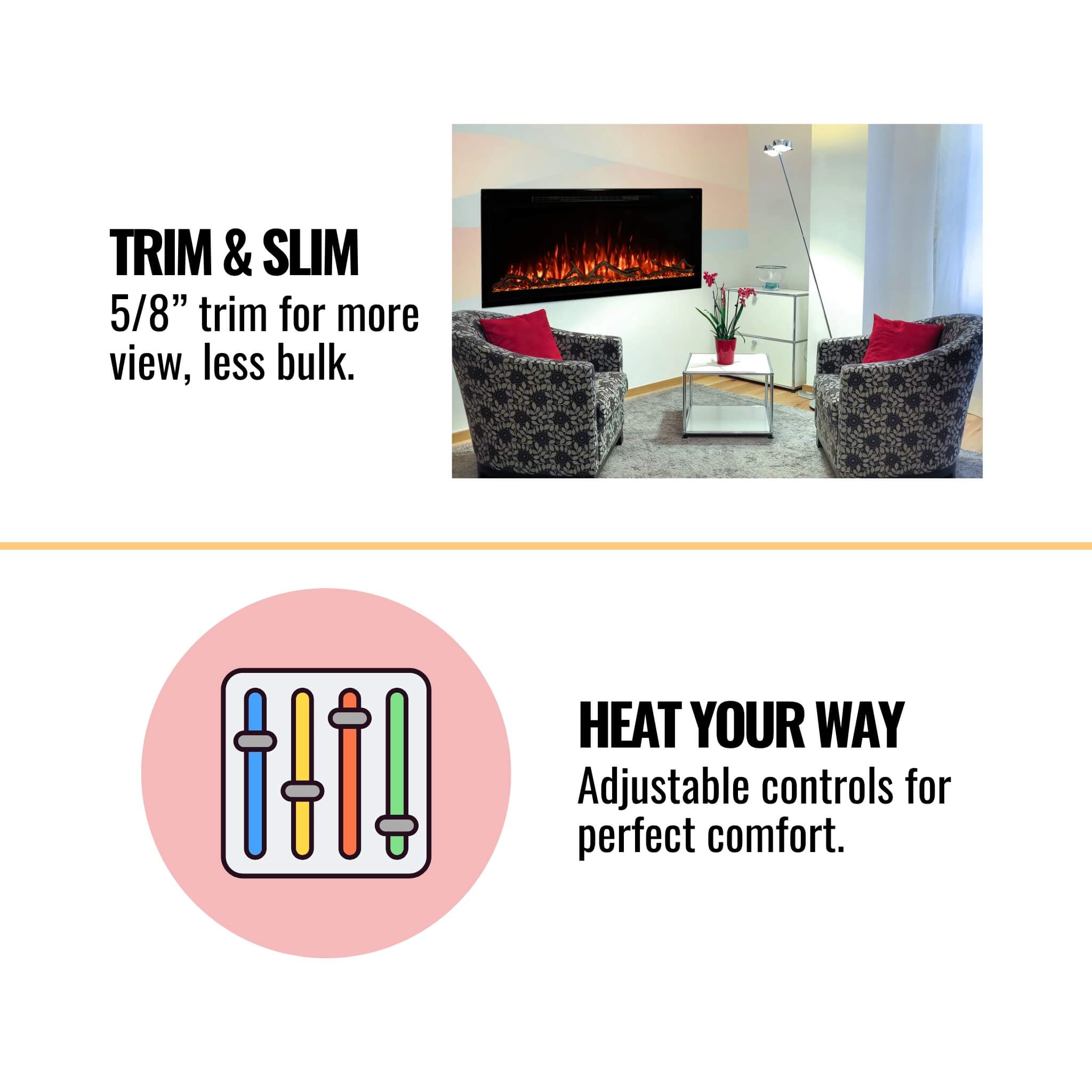Modern Flames Spectrum Slimline 50-Inch Wall Mount Linear Electric Fireplace [SPS-50B] (SAK69230)