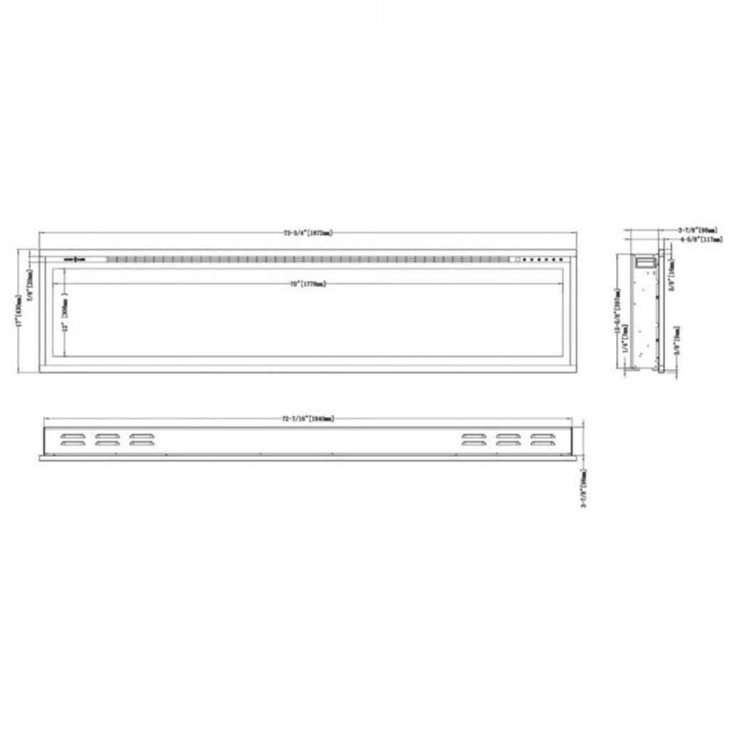 Modern Flames Spectrum Slimline 74-Inch Built-In Linear Electric Fireplace [SPS-74B] (SAK73458)