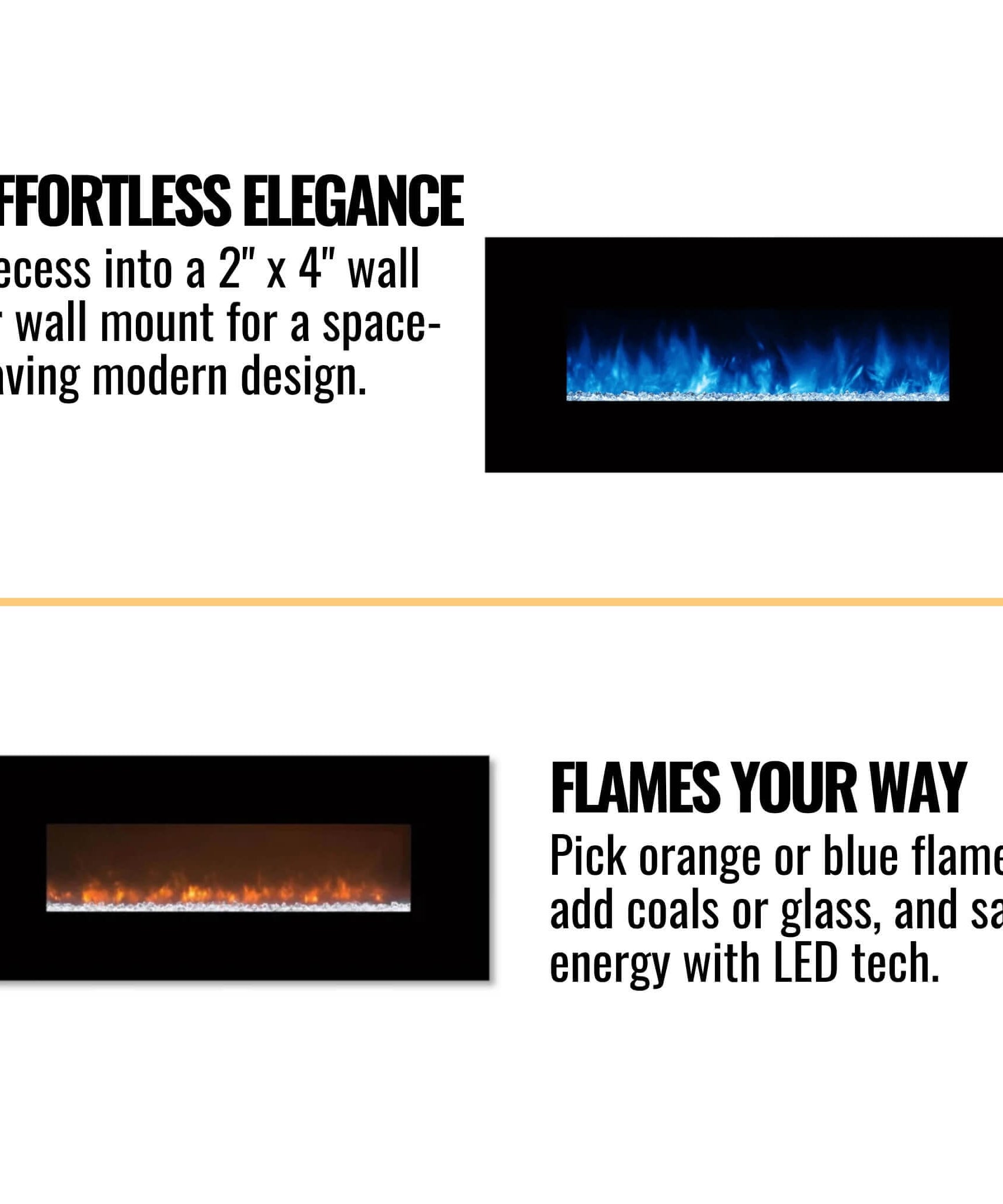 Modern Flames Ambiance 60-Inch Built-In Electric Fireplace With LED Flame Technology [AL60CLX2-G] (SAK12890)