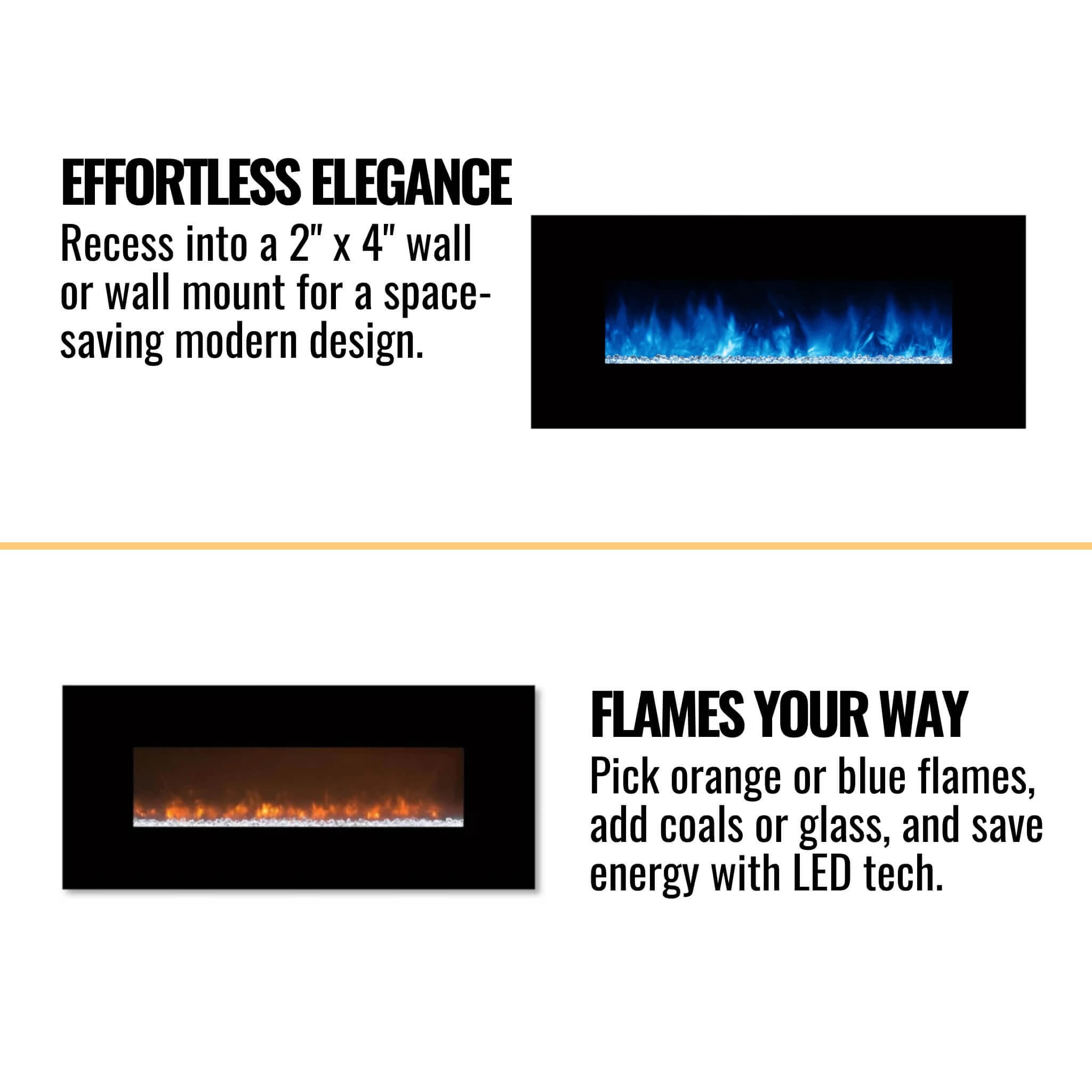 Modern Flames Ambiance 60-Inch Built-In Electric Fireplace With LED Flame Technology [AL60CLX2-G] (SAK12890)