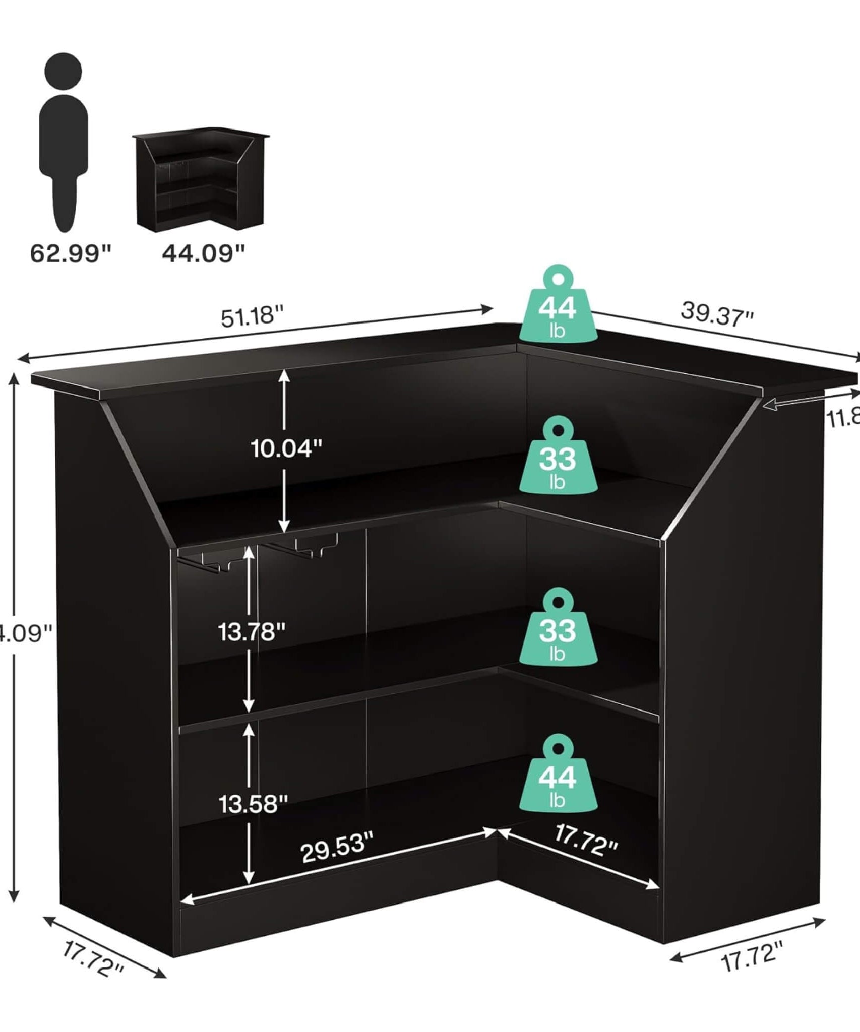 Velmor Modern L-Shaped Reception Desk With Storage Shelves (SAK81036)