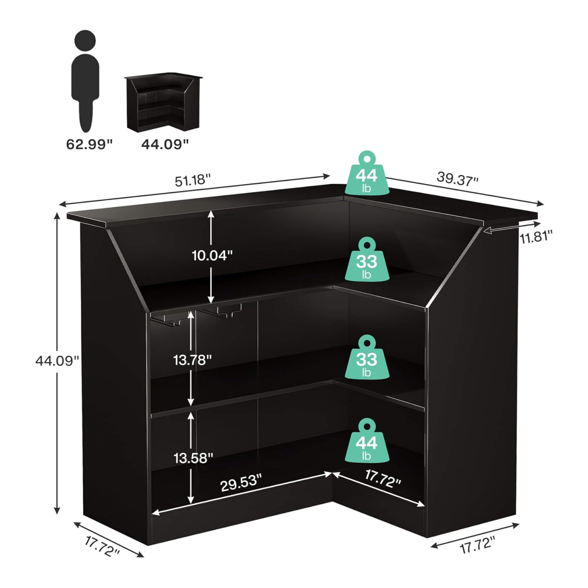 Velmor Modern L-Shaped Reception Desk With Storage Shelves (SAK81036)