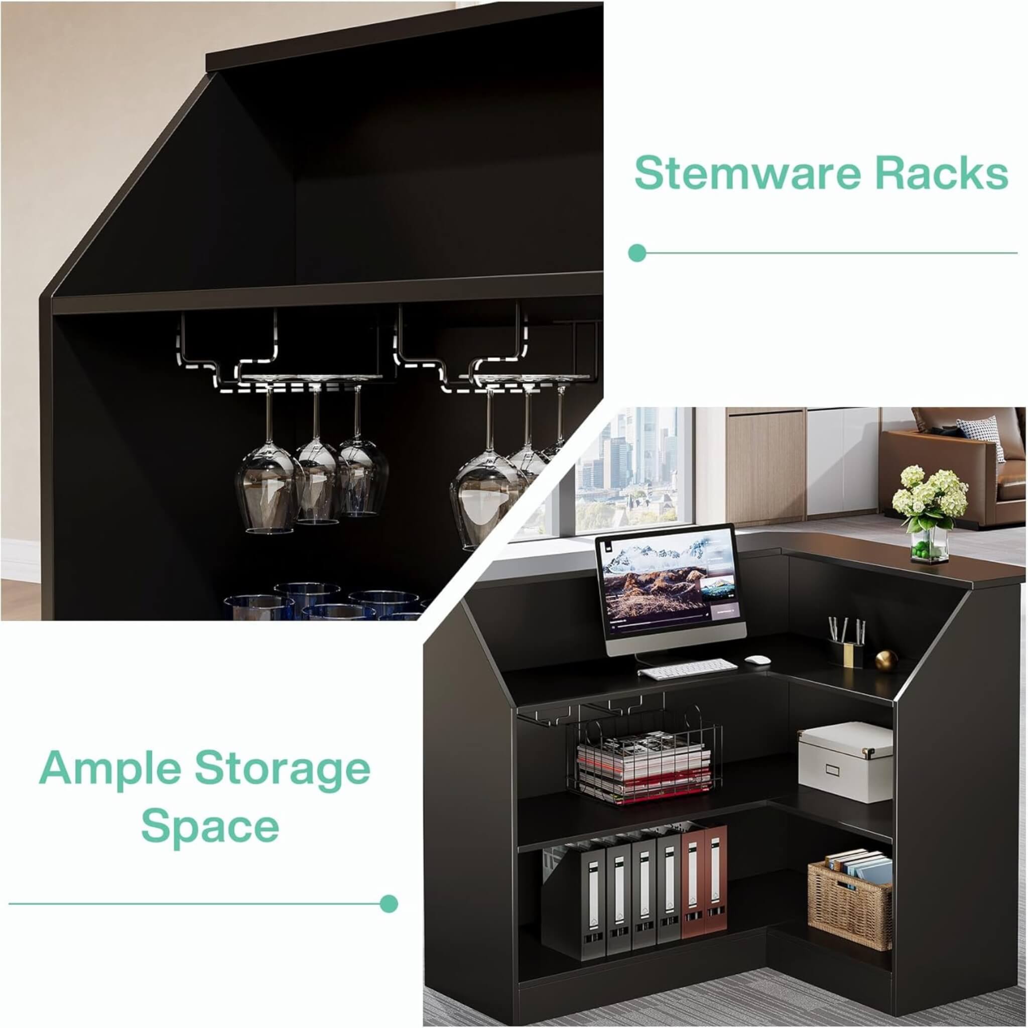 Velmor Modern L-Shaped Reception Desk With Storage Shelves (SAK81036)