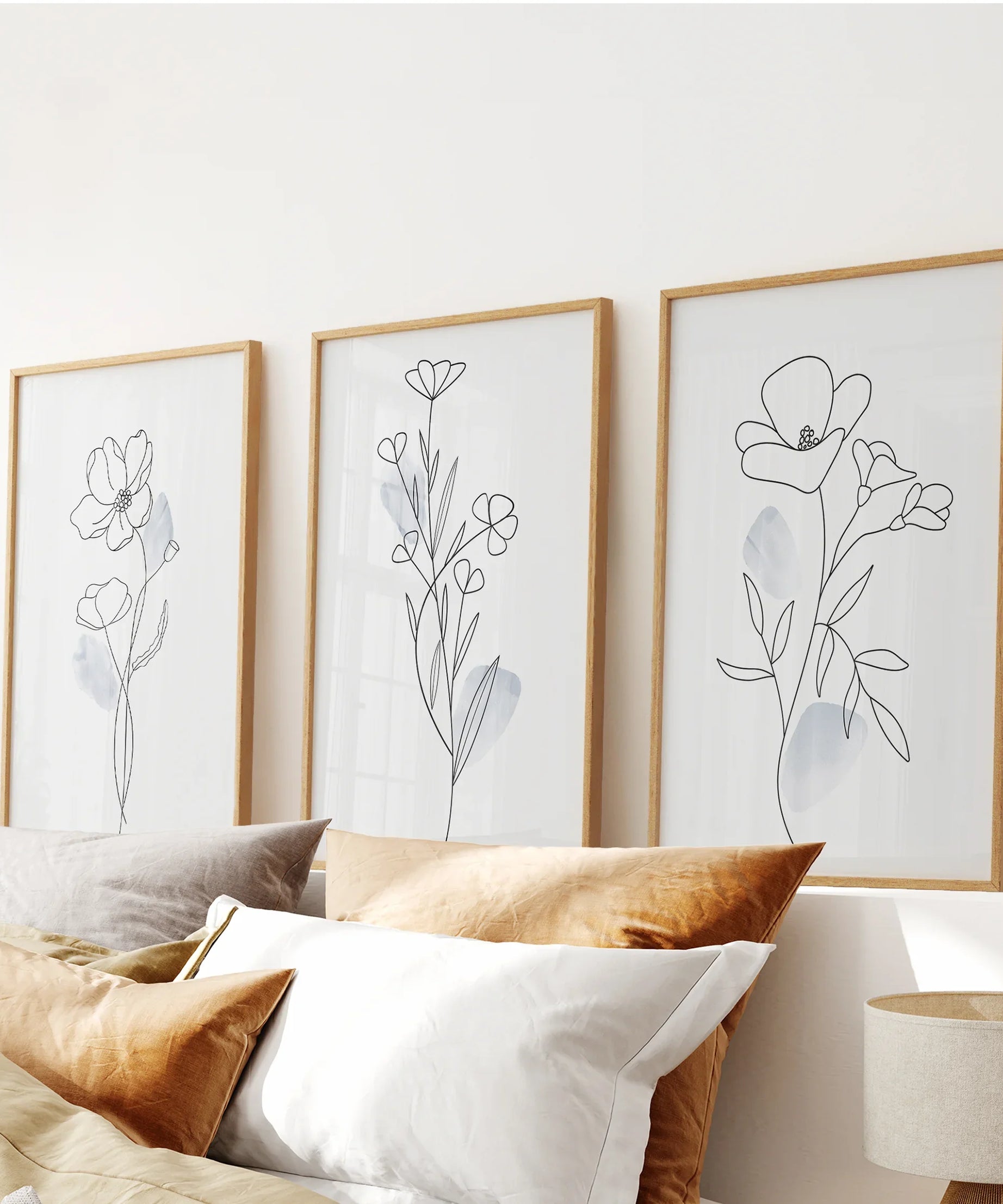 Black and White Botanical Prints. Modern Minimalist Line Art