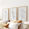 Black and White Botanical Prints. Modern Minimalist Line Art