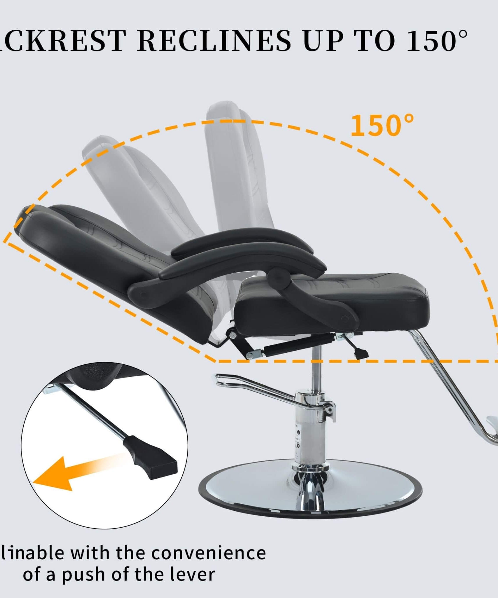 Modern Reclining Barber Chair With Adjustable Headrest And Hydraulic Pump (SAK62751)