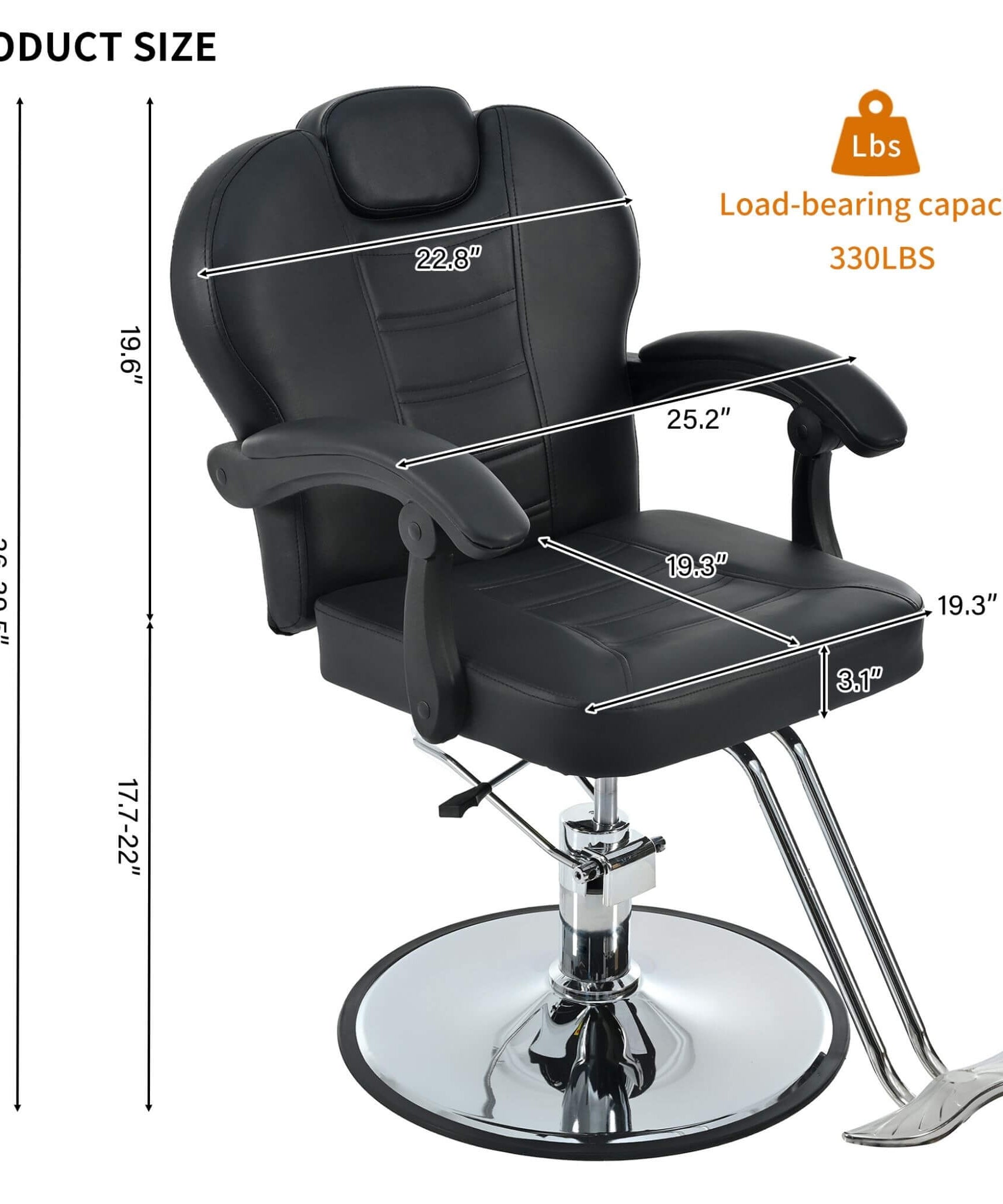 Modern Reclining Barber Chair With Adjustable Headrest And Hydraulic Pump (SAK62751)