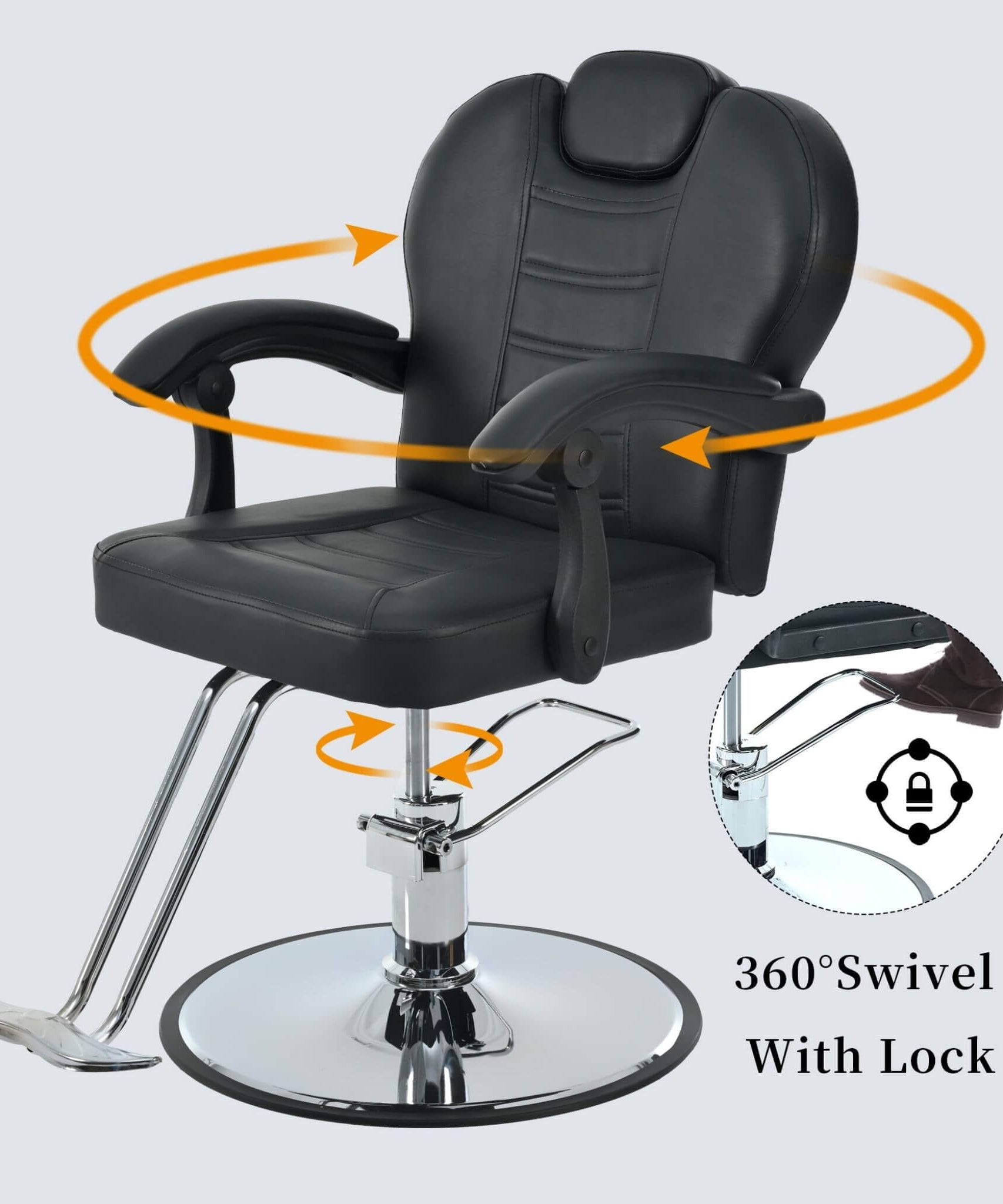 Modern Reclining Barber Chair With Adjustable Headrest And Hydraulic Pump (SAK62751)