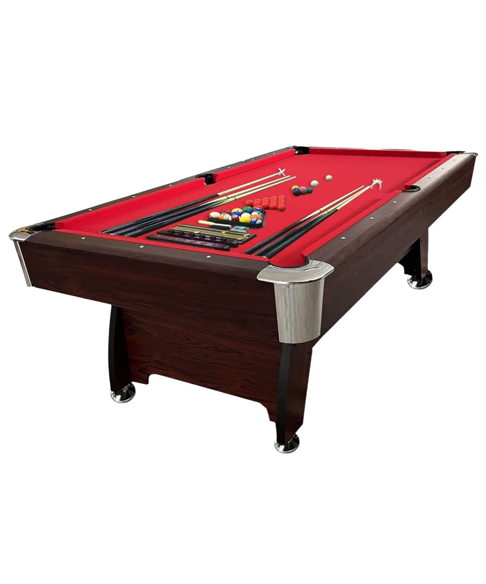 8FT Modern Red Felt Billiard Pool Table With Automatic Ball Return And Accessories Kit (SAK76139)