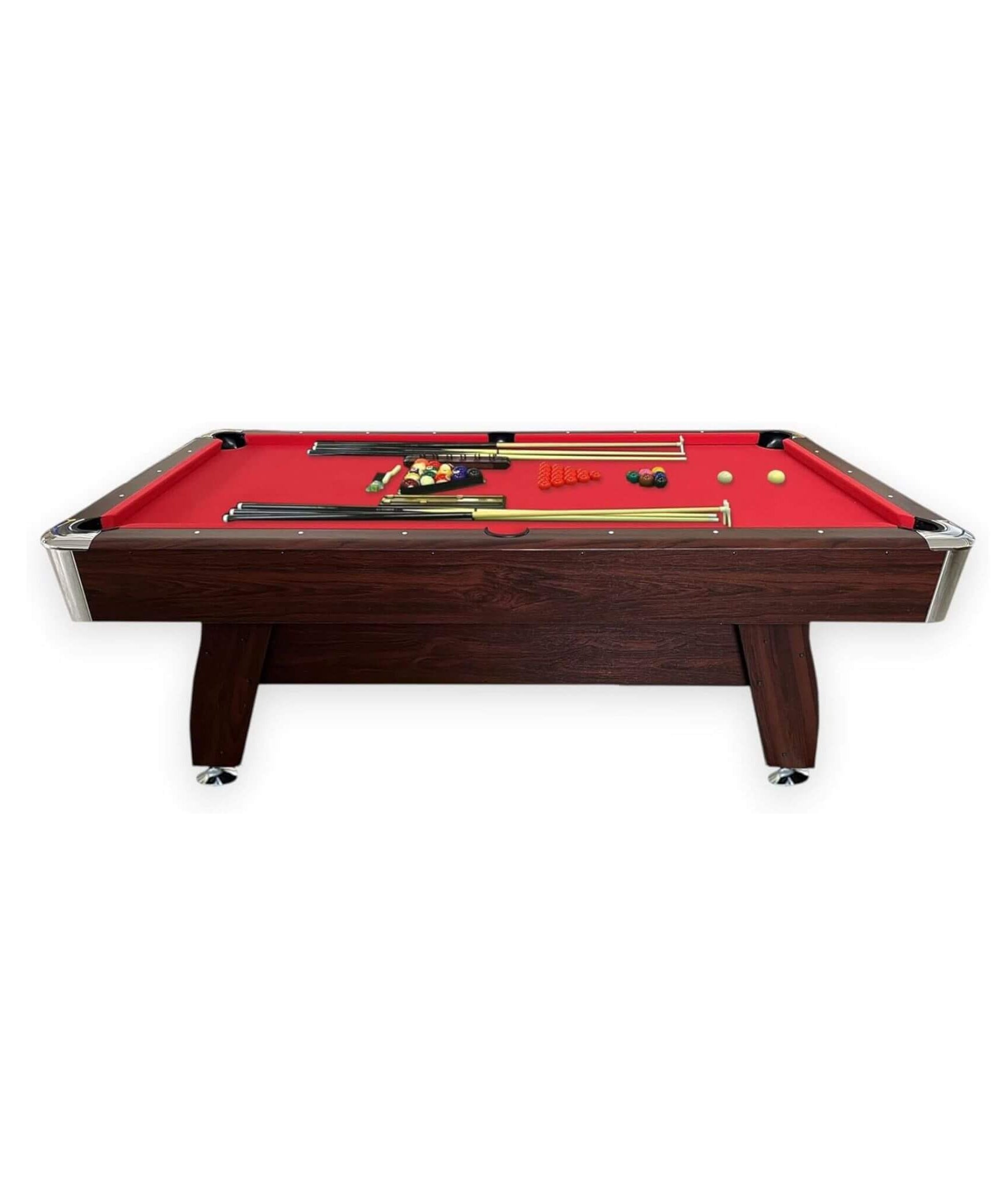 8FT Modern Red Felt Billiard Pool Table With Automatic Ball Return And Accessories Kit (SAK76139)
