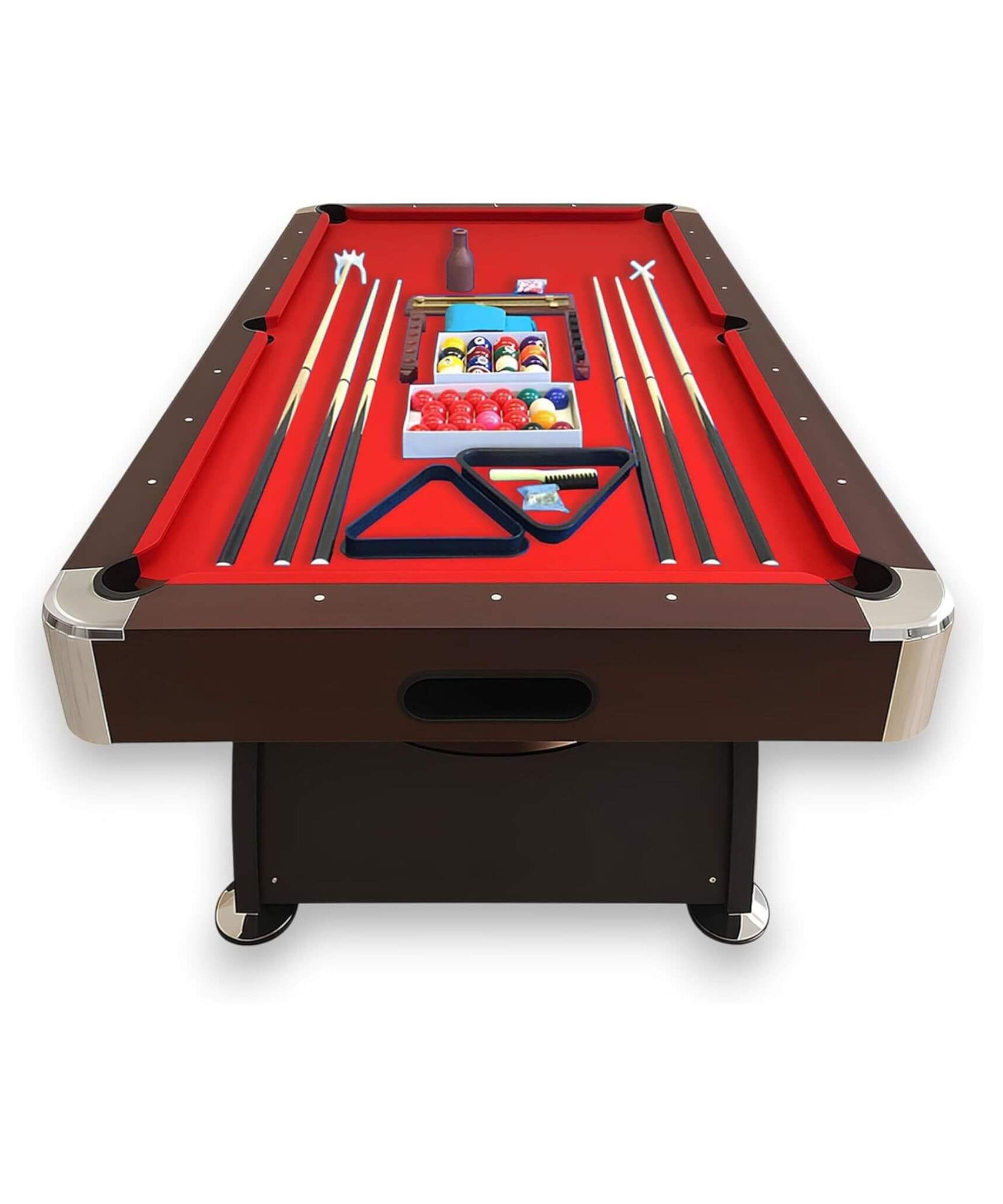 8FT Modern Red Felt Billiard Pool Table With Automatic Ball Return And Accessories Kit (SAK76139)