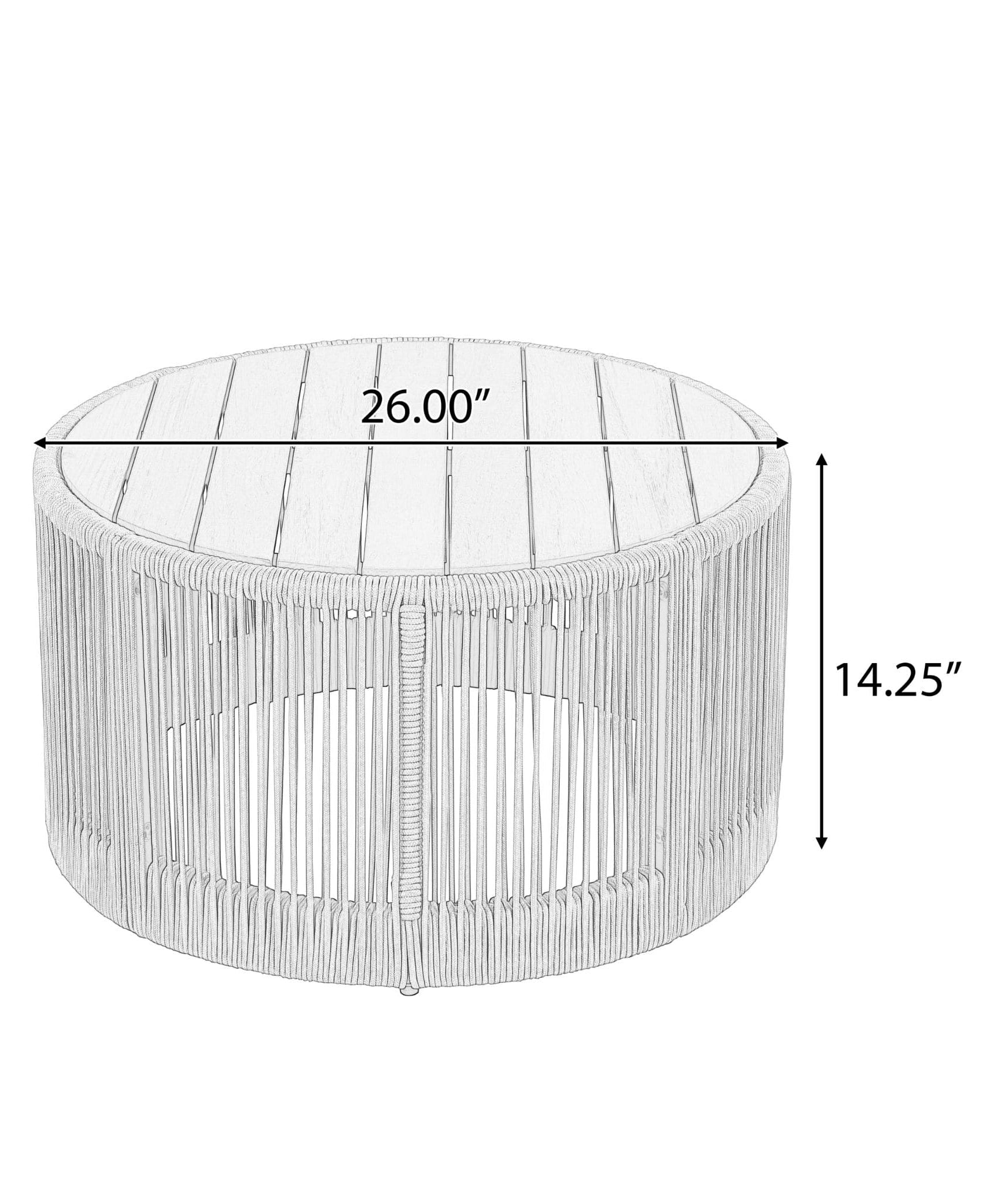 Alora Modern Rustic Coffee Table & Side Table With Woven Rope Design (SAK56739)