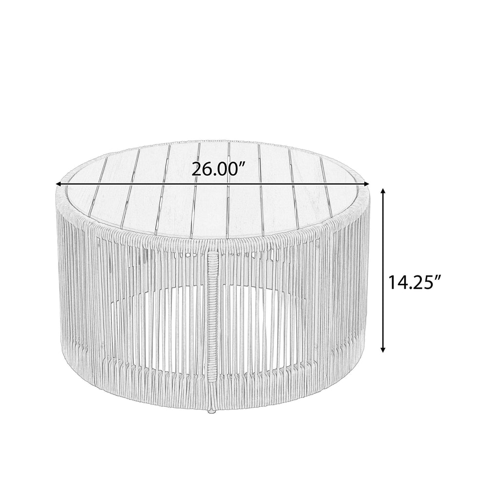 Alora Modern Rustic Coffee Table & Side Table With Woven Rope Design (SAK56739)