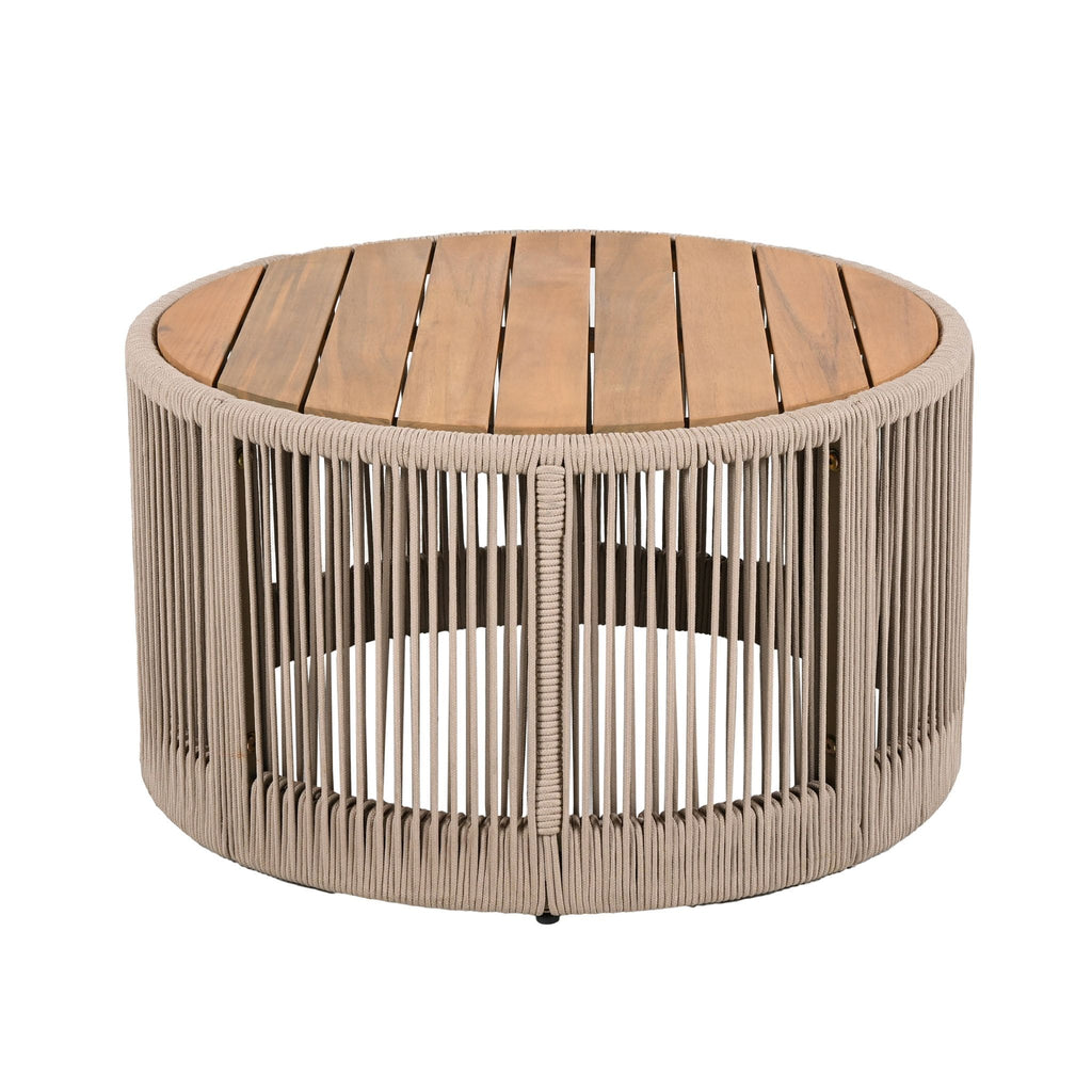 Alora Modern Rustic Coffee Table & Side Table With Woven Rope Design (SAK56739)