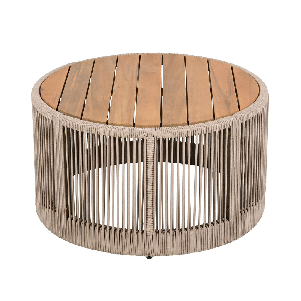 Alora Modern Rustic Coffee Table & Side Table With Woven Rope Design (SAK56739)
