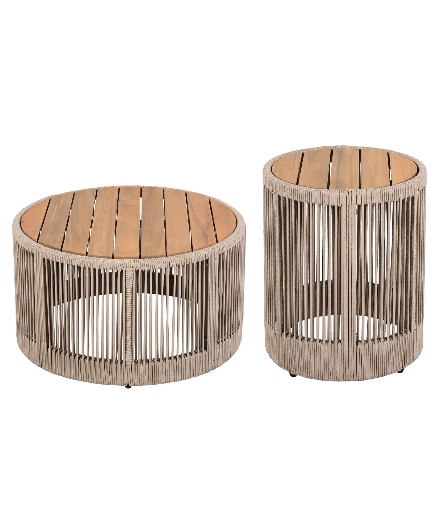 Alora Modern Rustic Coffee Table & Side Table With Woven Rope Design (SAK56739)