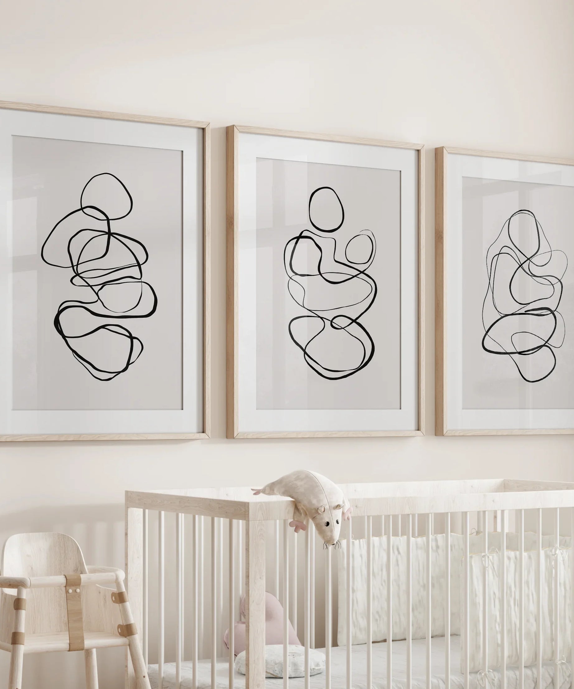 Abstract Line Art Wall Art Set of 3. Minimalist Figure Drawings