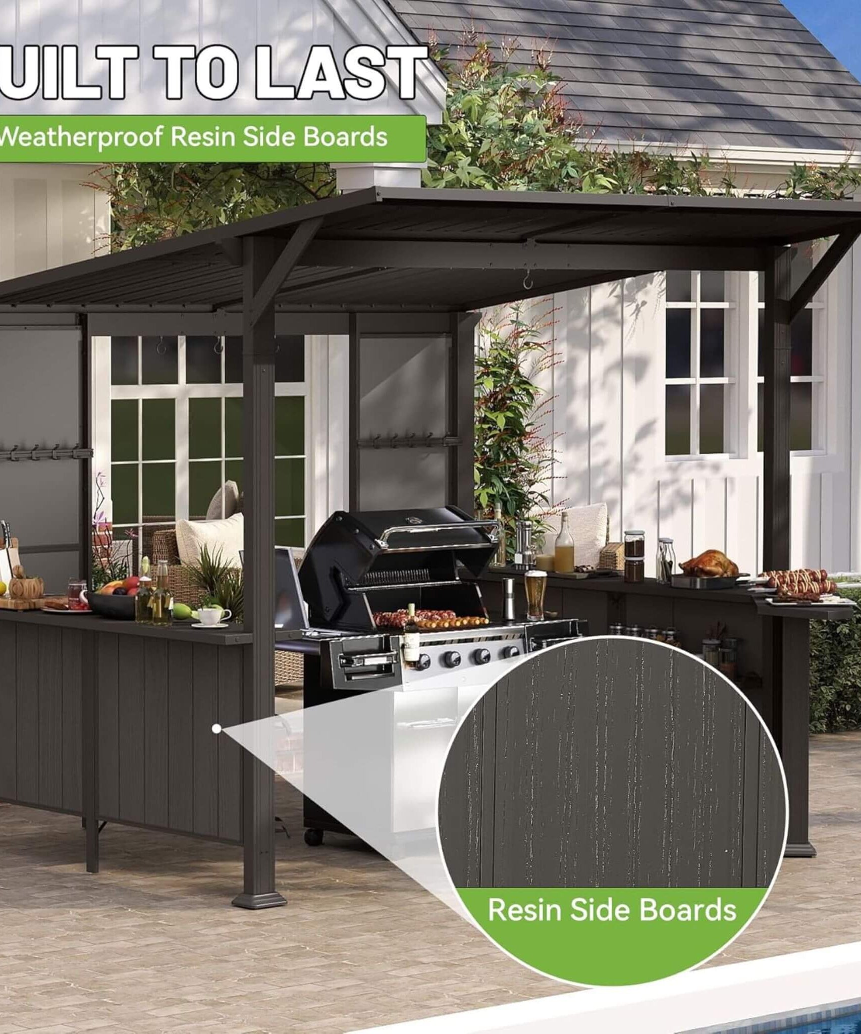 [09X10FT] Alora Modern Slanted Hardtop Alloy Steel Grill Gazebo (SAK32687)