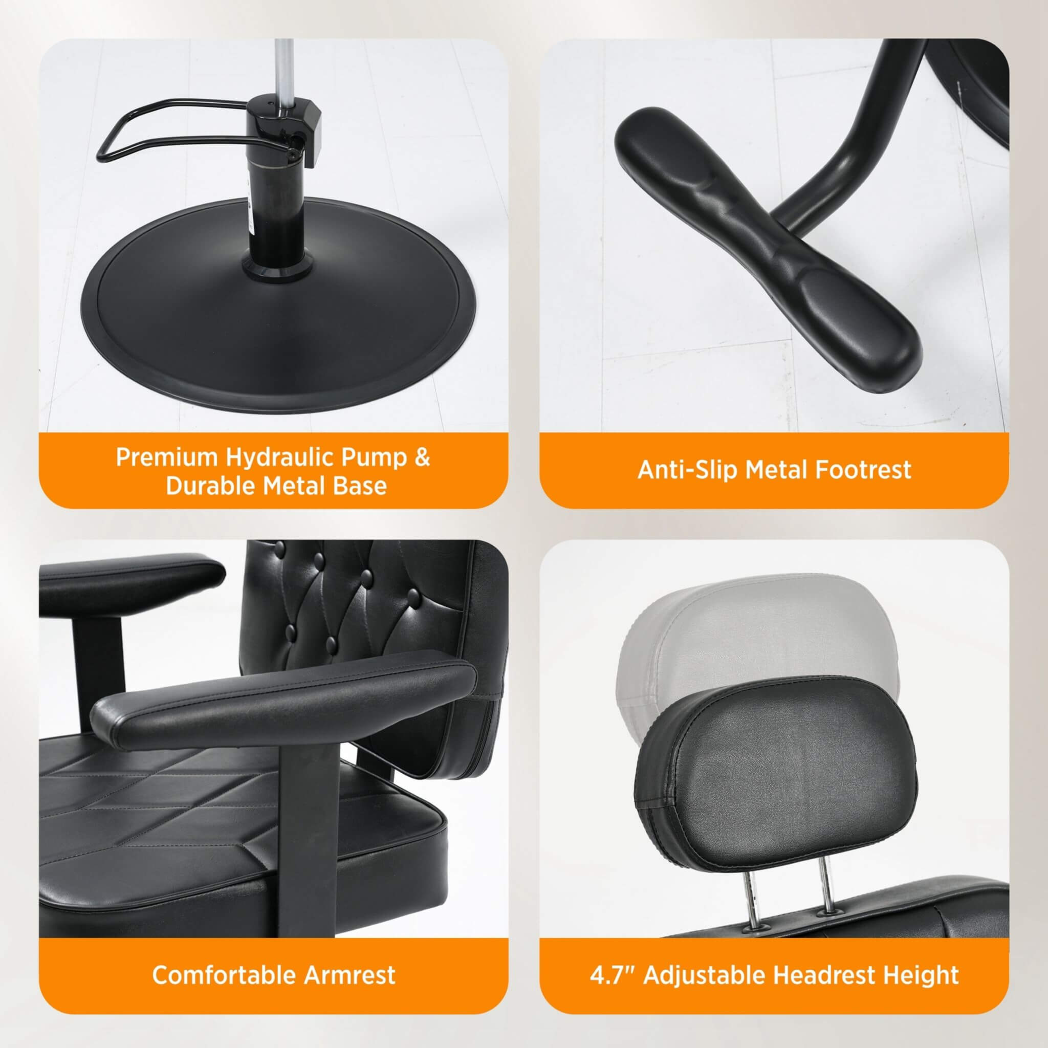 Modern Vintage Hydraulic PU Leather Reclining Barber Chair (SAK59102)