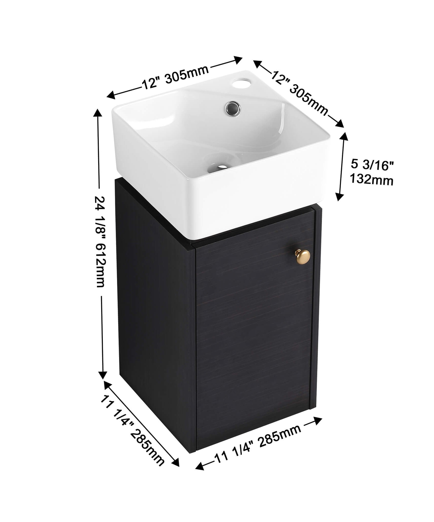 Nuvia Modern Wall-Mounted Bathroom Vanity With Ceramic Sink And Soft Close Door (SAK05214)