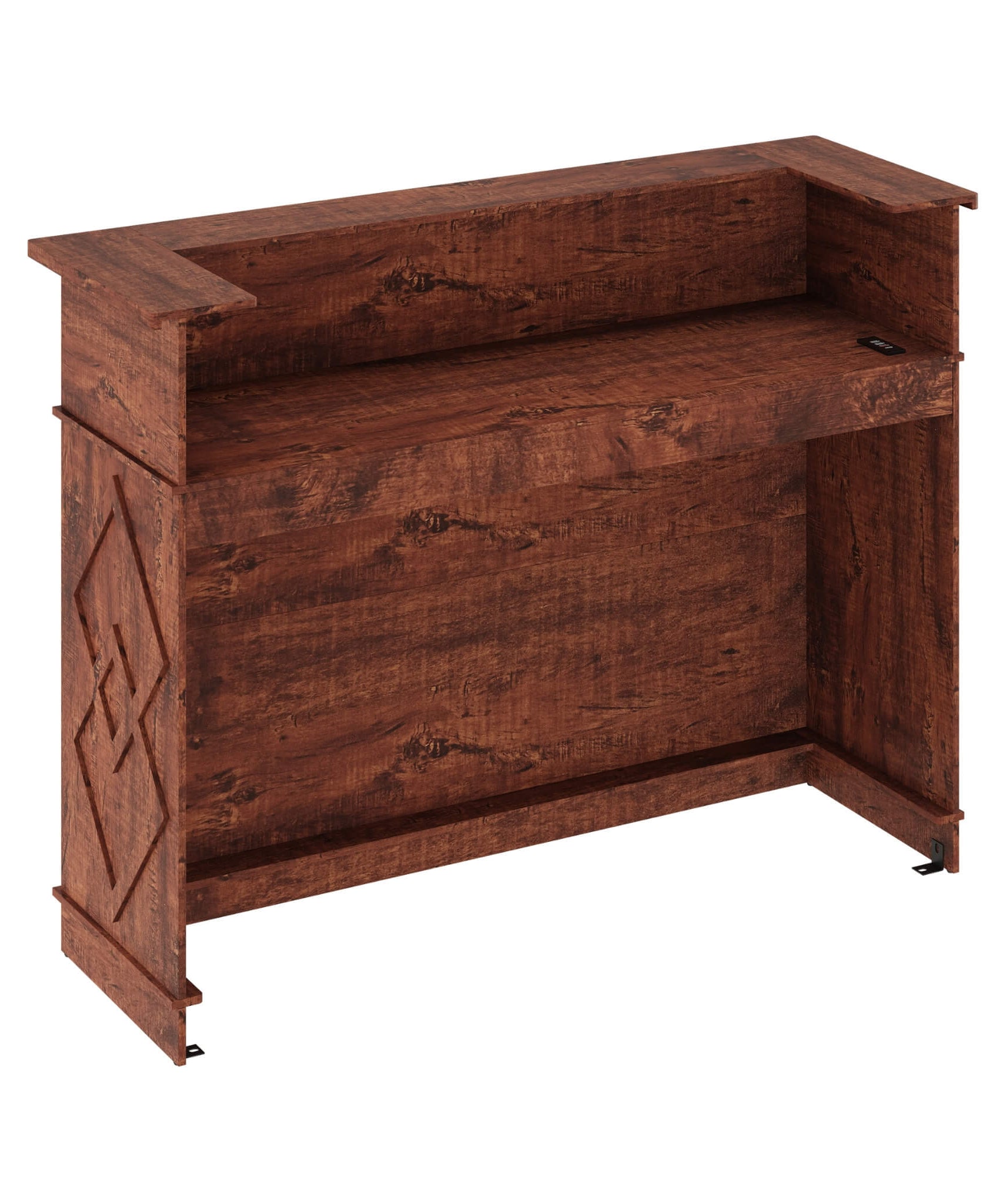 52-Inch Modern Walnut Standing Reception Desk With Laminate Countertop (SAK17835)