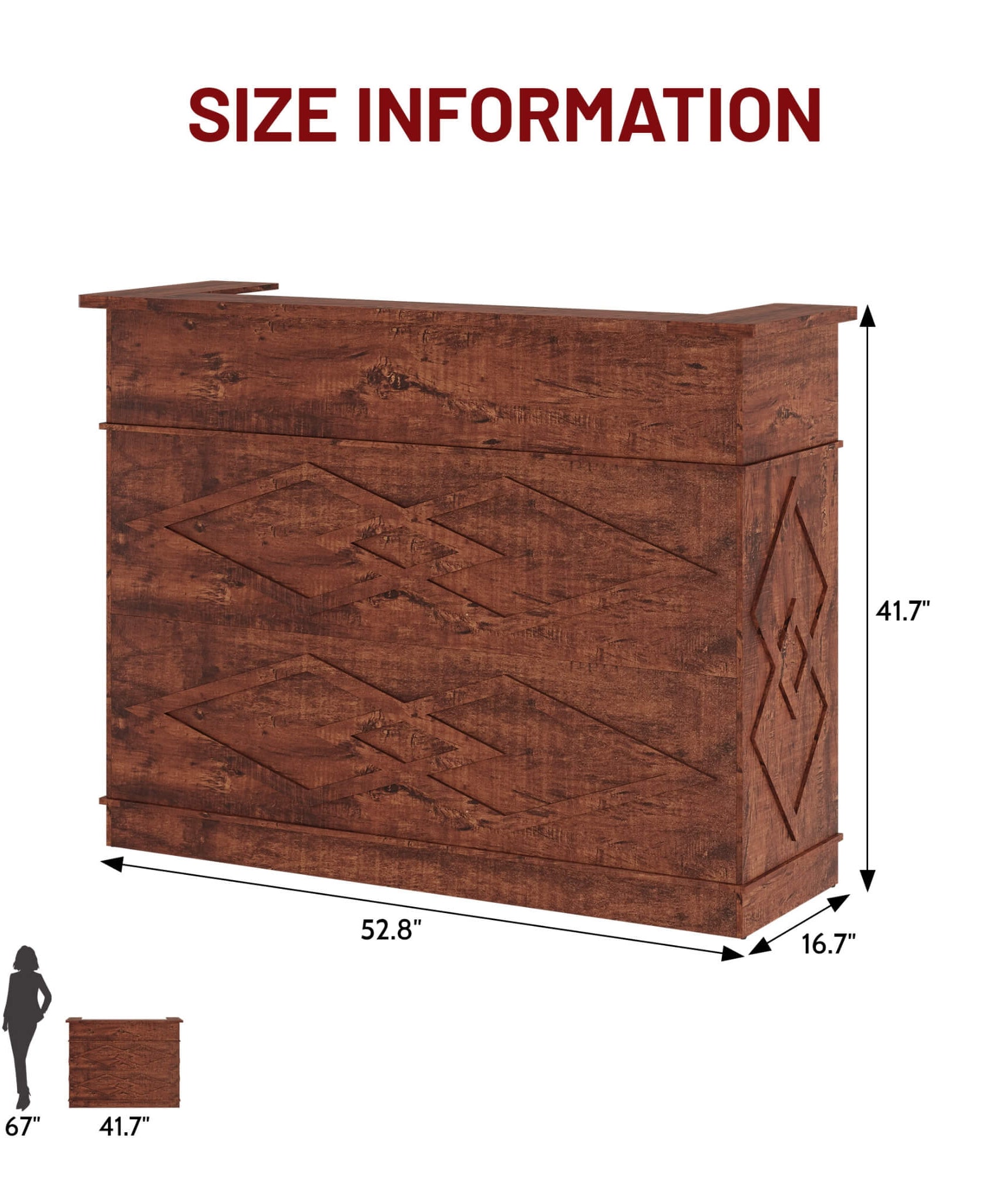 52-Inch Modern Walnut Standing Reception Desk With Laminate Countertop (SAK17835)