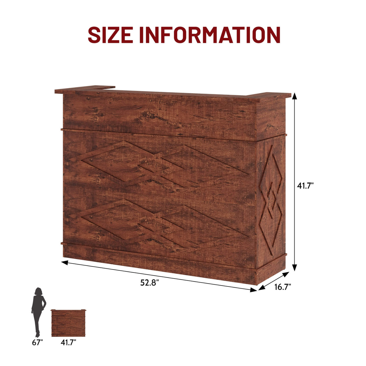 52-Inch Modern Walnut Standing Reception Desk With Laminate Countertop (SAK17835)