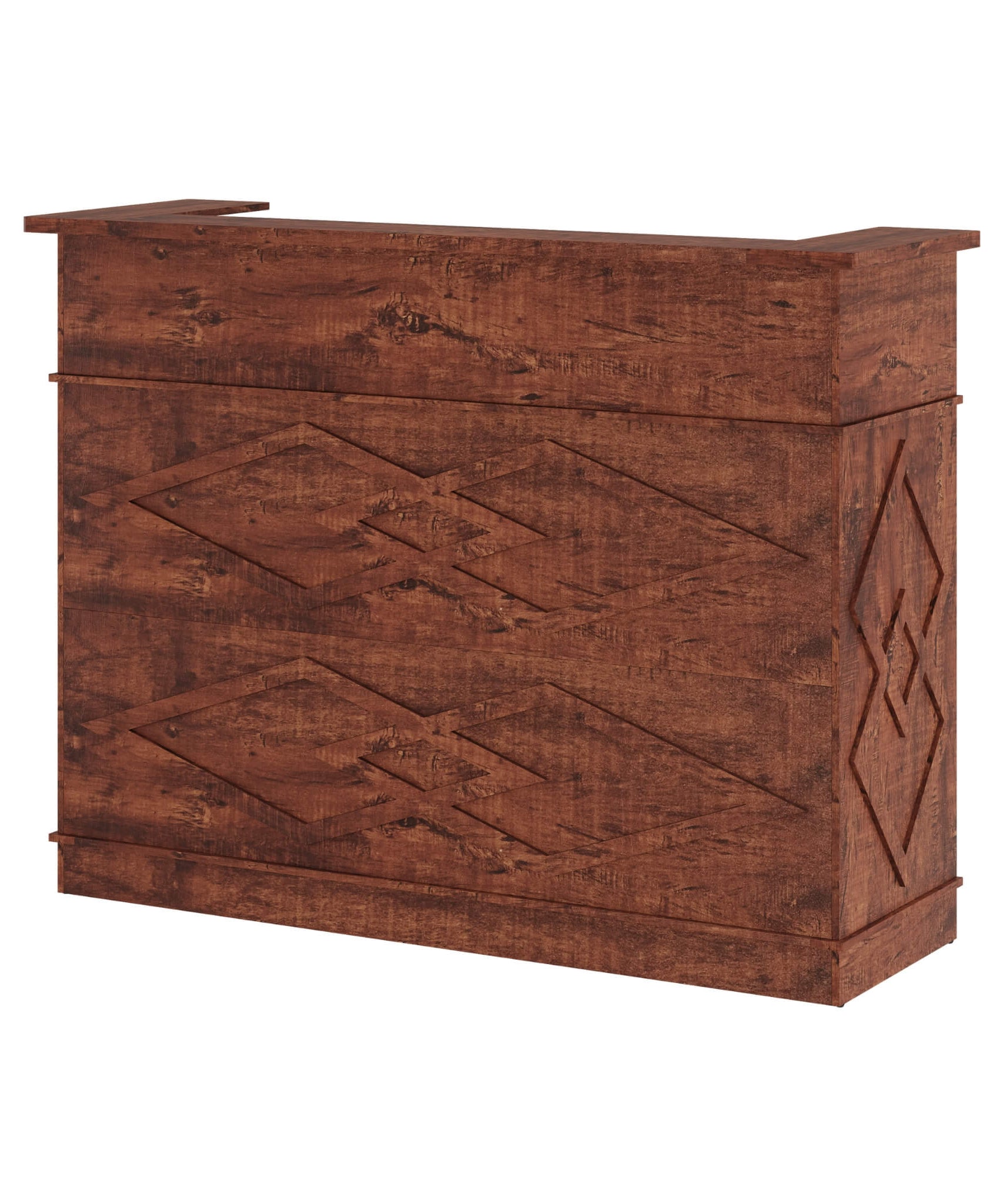 52-Inch Modern Walnut Standing Reception Desk With Laminate Countertop (SAK17835)