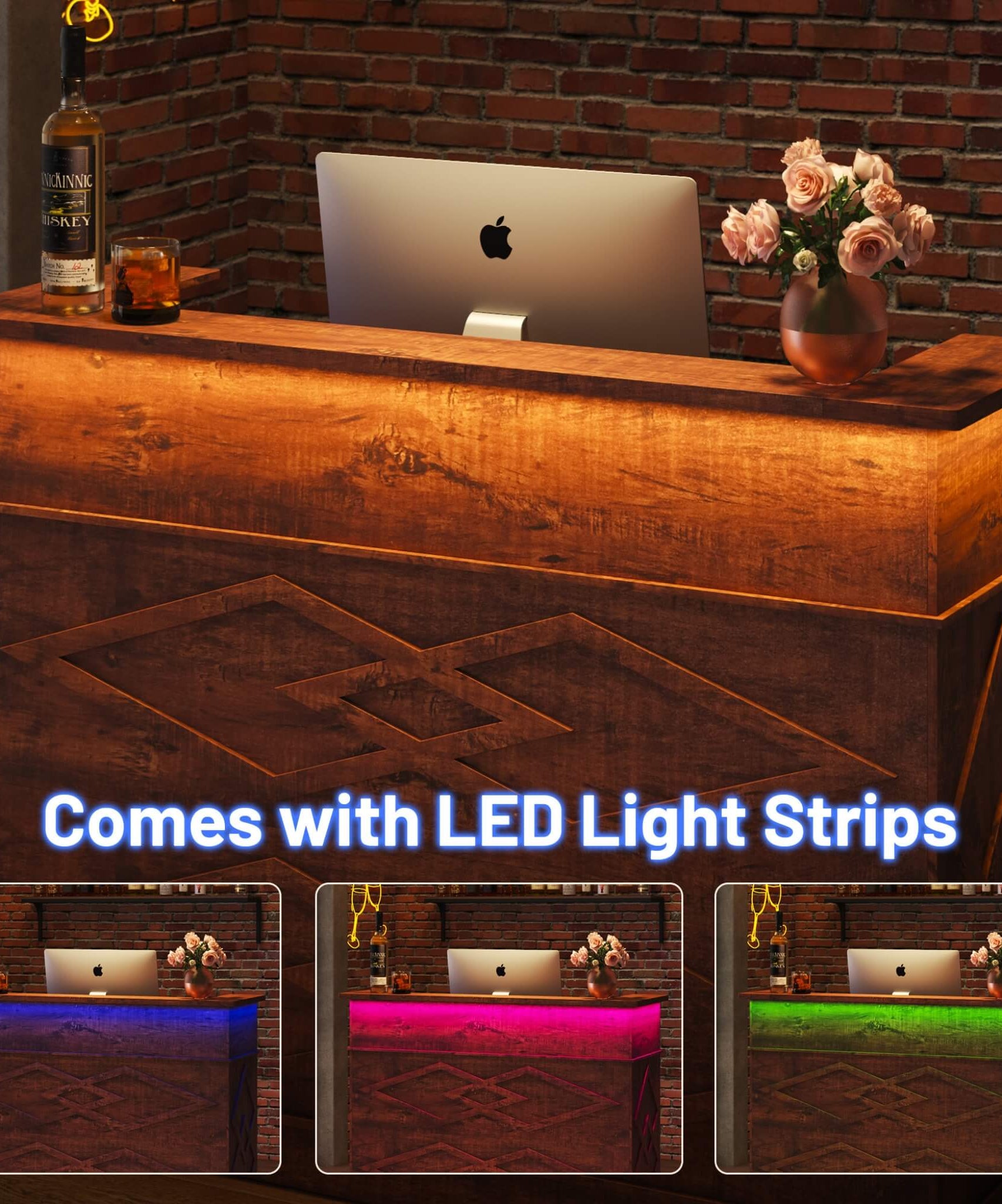52-Inch Modern Walnut Standing Reception Desk With Laminate Countertop (SAK17835)