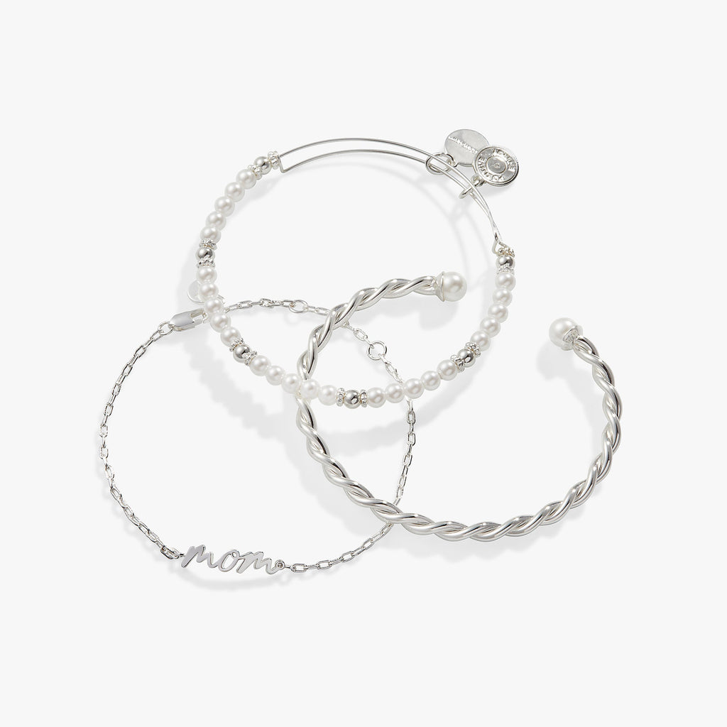 Mom Script Bracelet, Set of 3