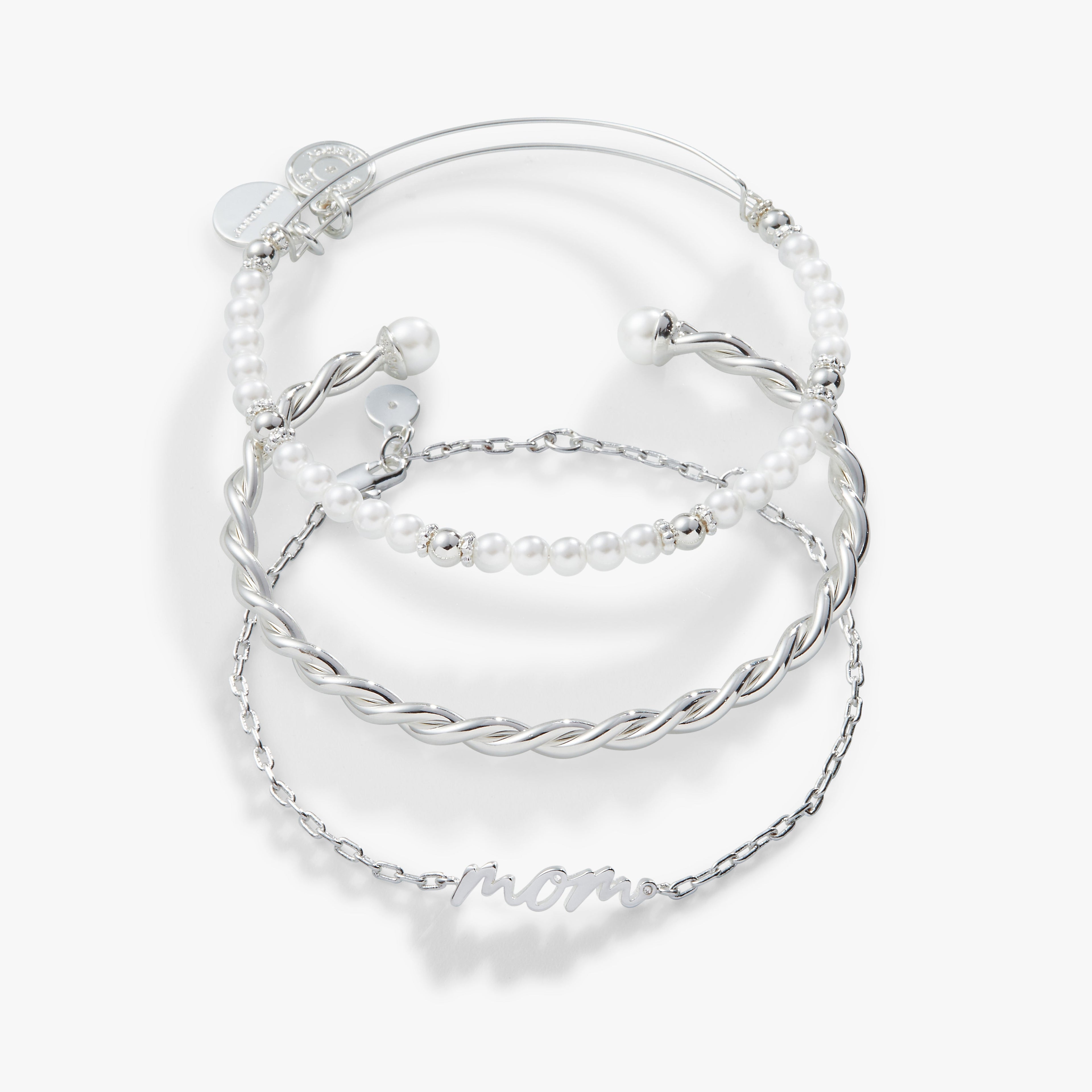 Mom Script Bracelet, Set of 3