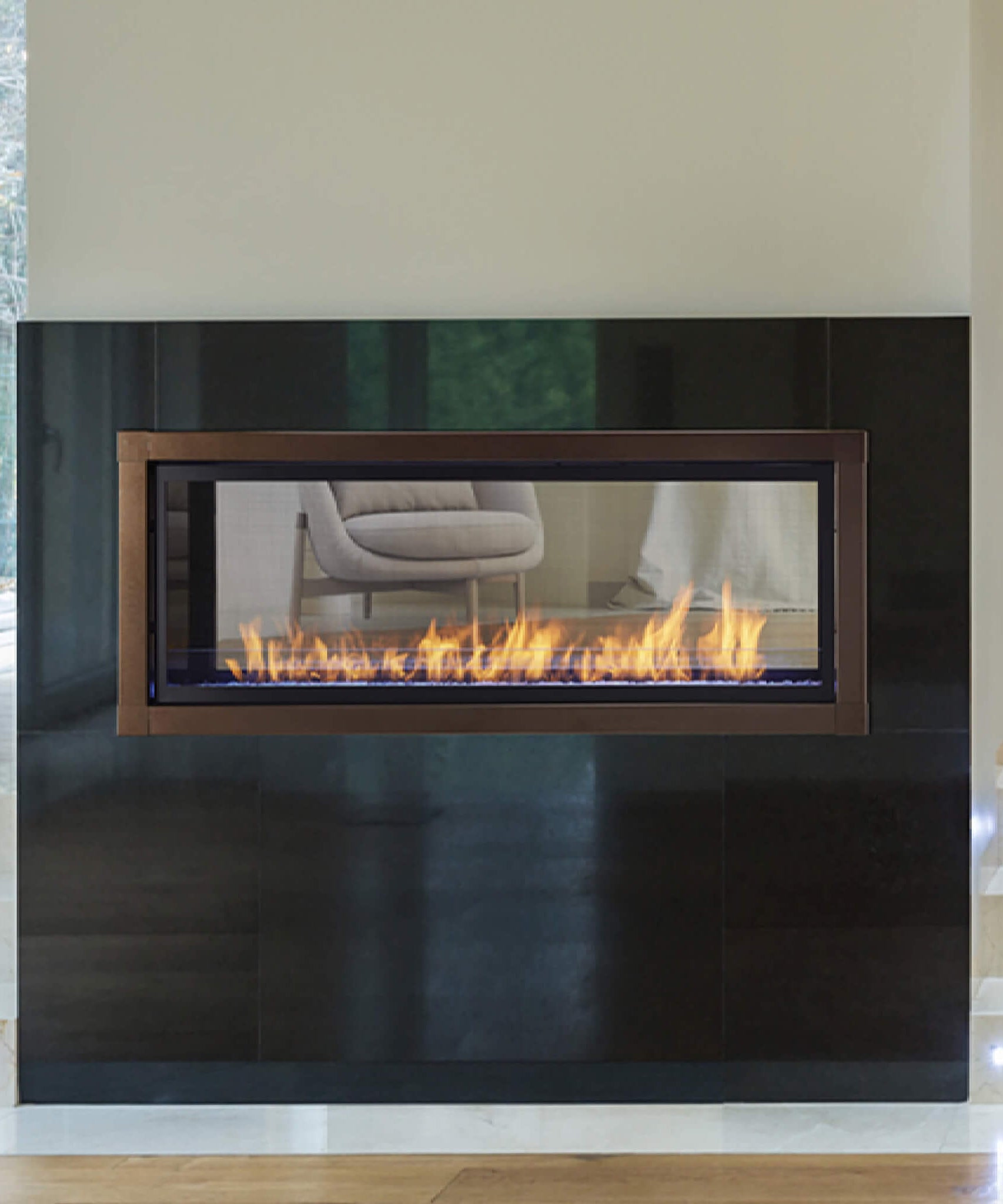 Monessen Artisan AVFL 48-Inch Vent-Free See-Through Linear Fireplace With Intellifire Touch 2.0 Ignition System [AVFLST48N/PIF] (SAK15673)
