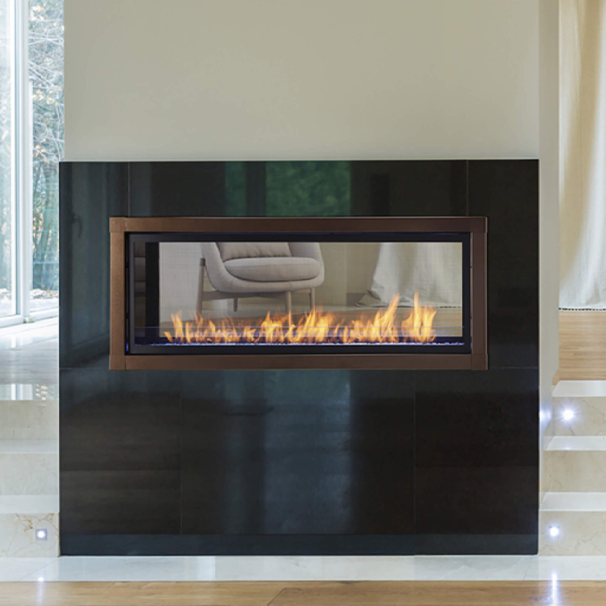 Monessen Artisan AVFL 48-Inch Vent-Free See-Through Linear Fireplace With Intellifire Touch 2.0 Ignition System [AVFLST48N/PIF] (SAK15673)