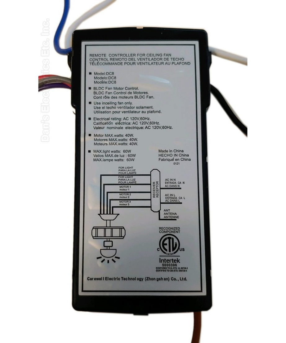 Substitute for Monte Carlo DC8-56SGU-L-1 6 Speed For DC Ceiling Fan Receiver [DC8-96SG8]