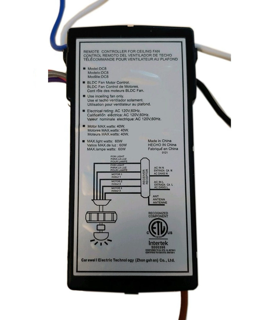 Substitute for Monte Carlo DC8-72SGZ Ceiling Fan Receiver - DC8-72SGZ-L-D-1-C - [DC8-96SG8]
