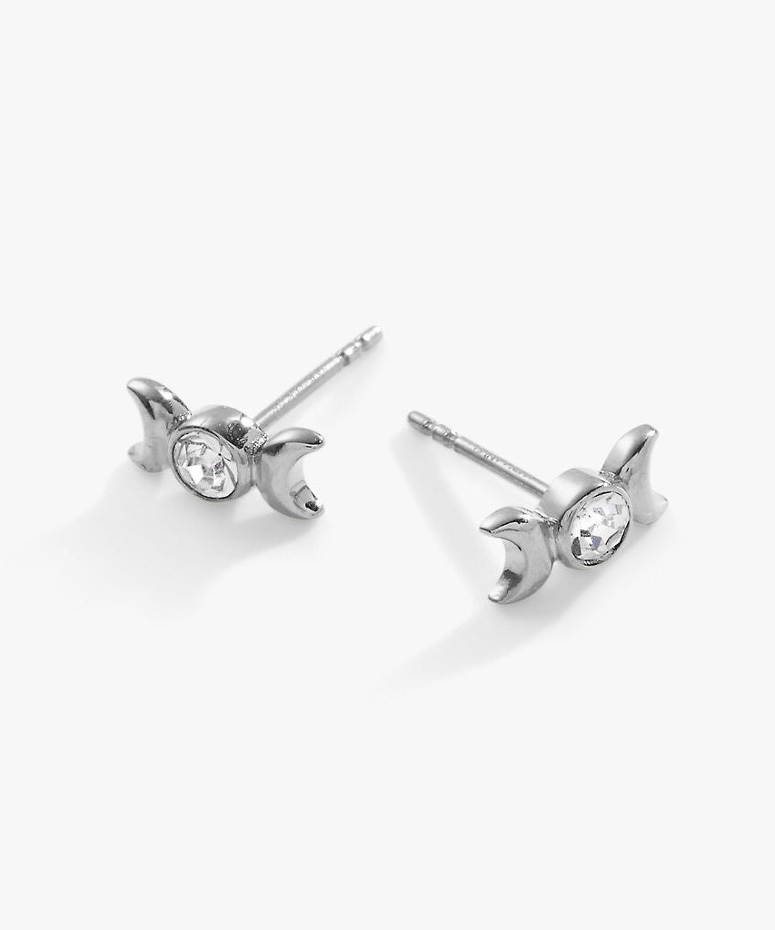 Crystal Lunar Phase Mini Stud Earrings