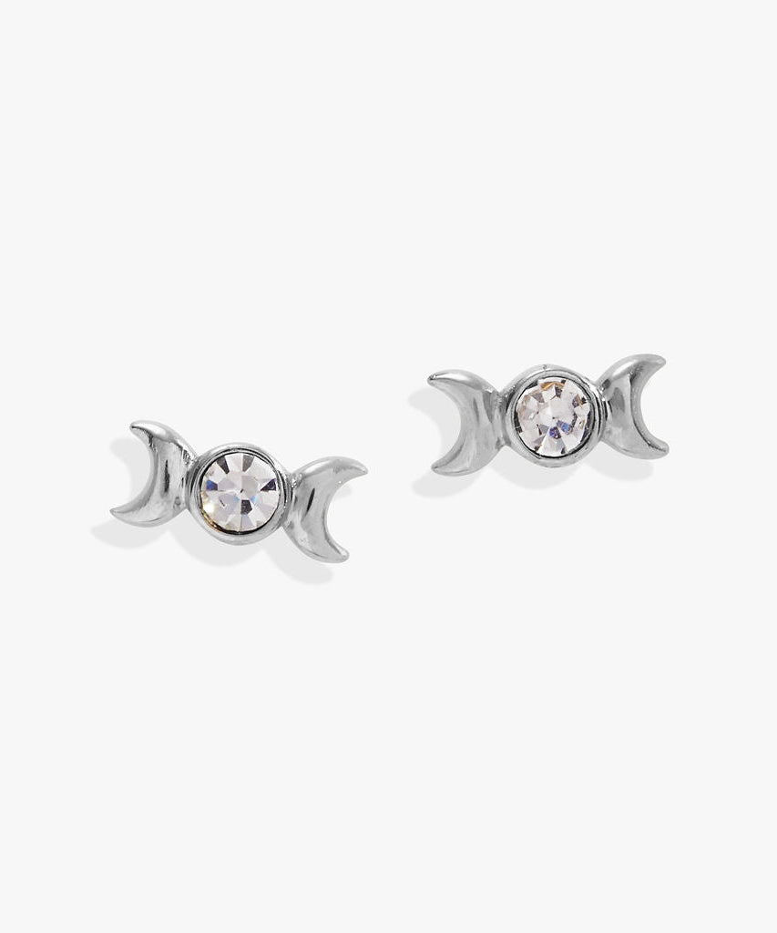 Crystal Lunar Phase Mini Stud Earrings