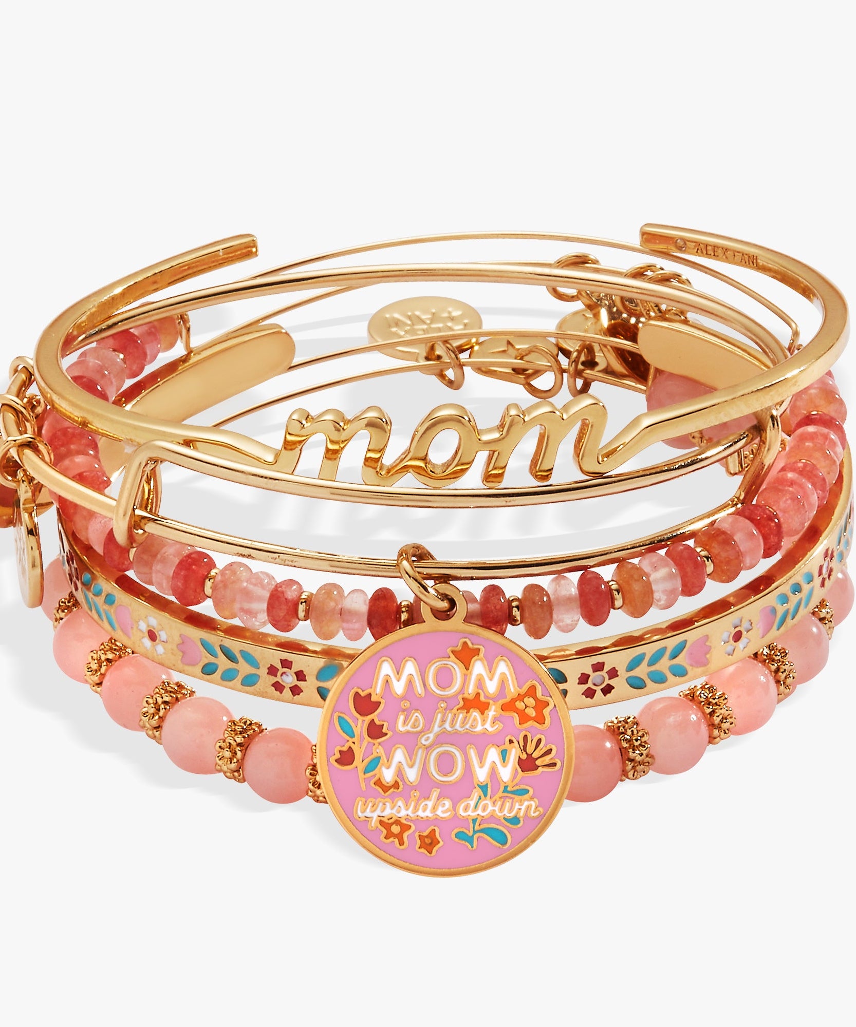 'Mom Is Just Wow Upside Down' Bangle Set of 5