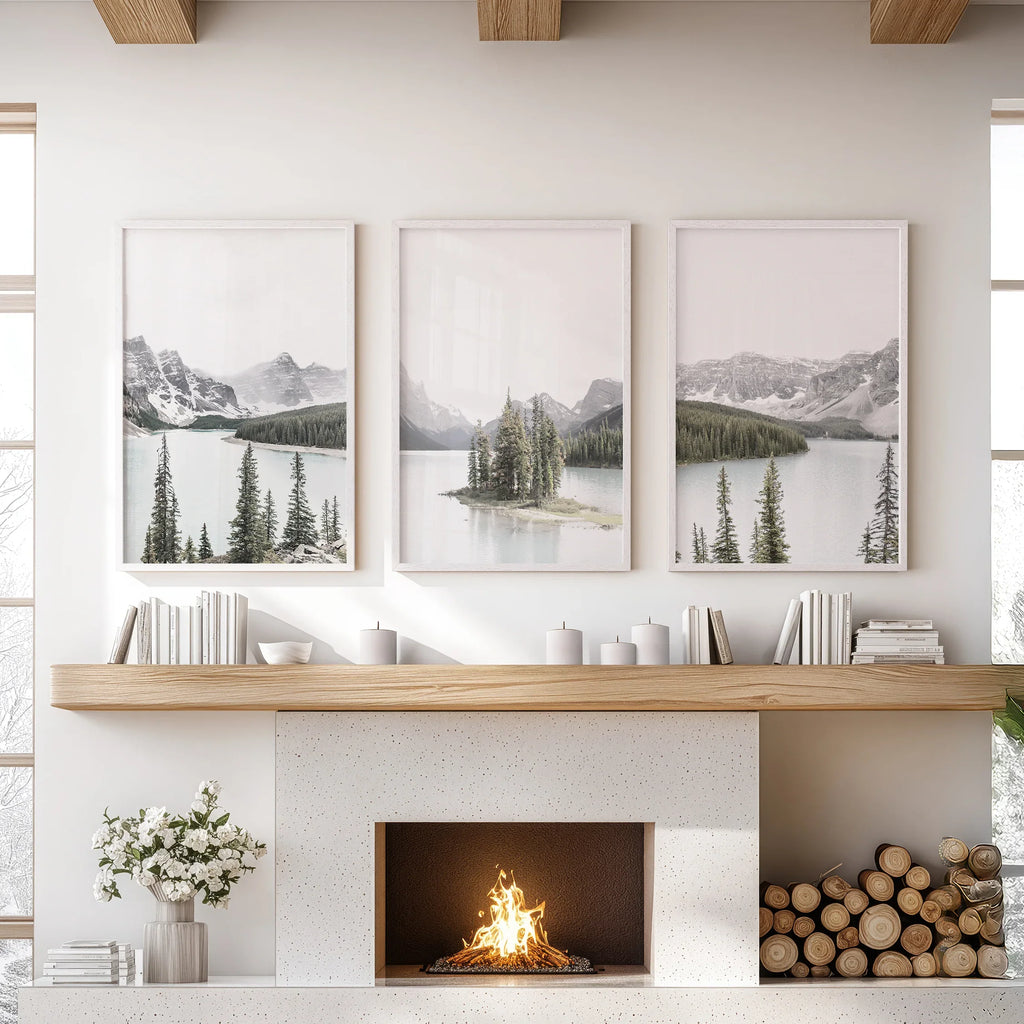 Canada Mountain Lake Poster. 3 Piece Nature Wall Art