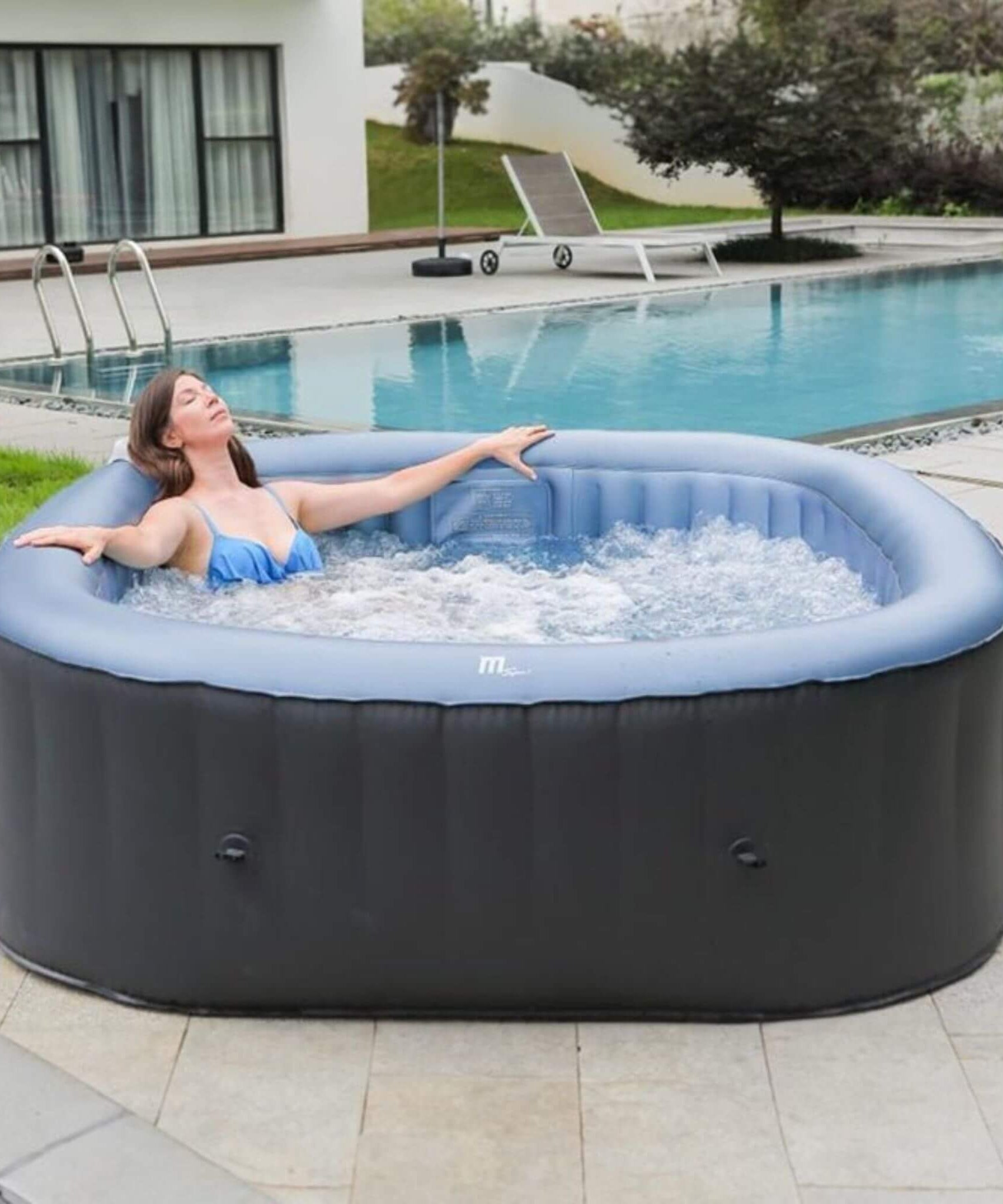 MSpa Tekapo Comfort Series Six-Person Inflatable Square Bubble Spa Hot Tub With 132 Bubble Jets [C-TE062] (SAK80641)