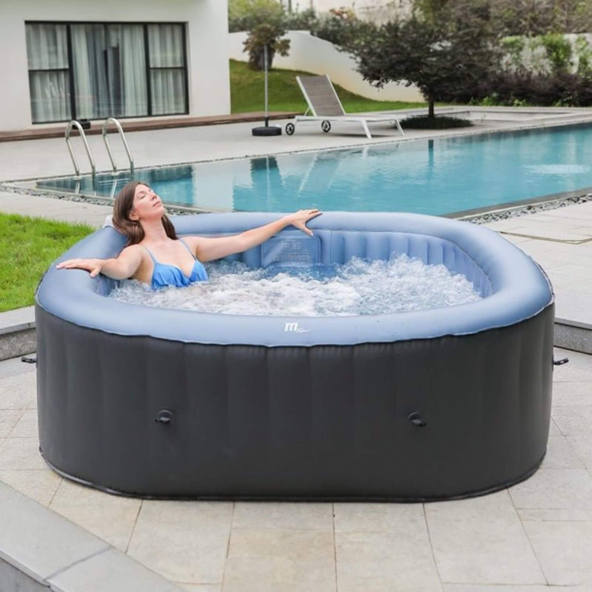 MSpa Tekapo Comfort Series Six-Person Inflatable Square Bubble Spa Hot Tub With 132 Bubble Jets [C-TE062] (SAK80641)