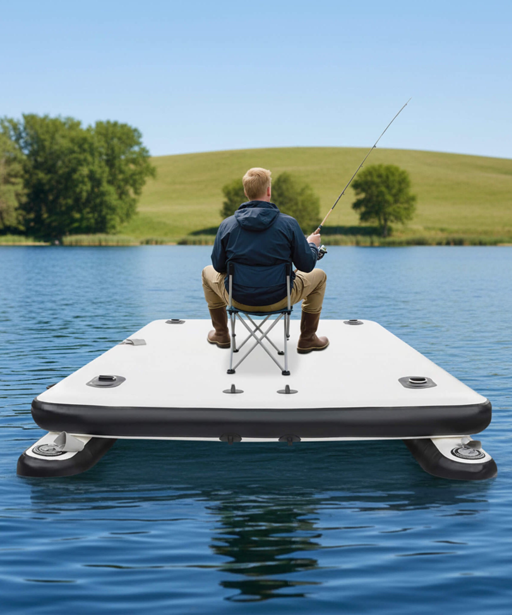 [05X08FT] Multi-Person Inflatable Floating Dock With Pump And D-Rings (SAK45918)